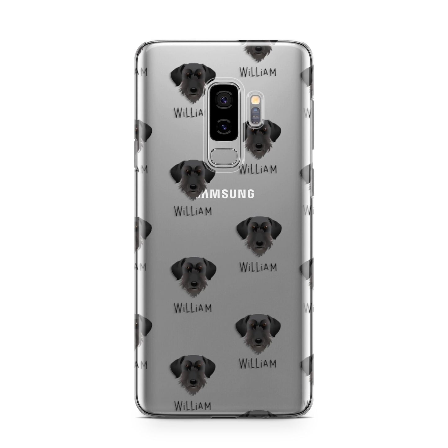 Giant Schnauzer Icon with Name Samsung Galaxy S9 Plus Case on Silver phone