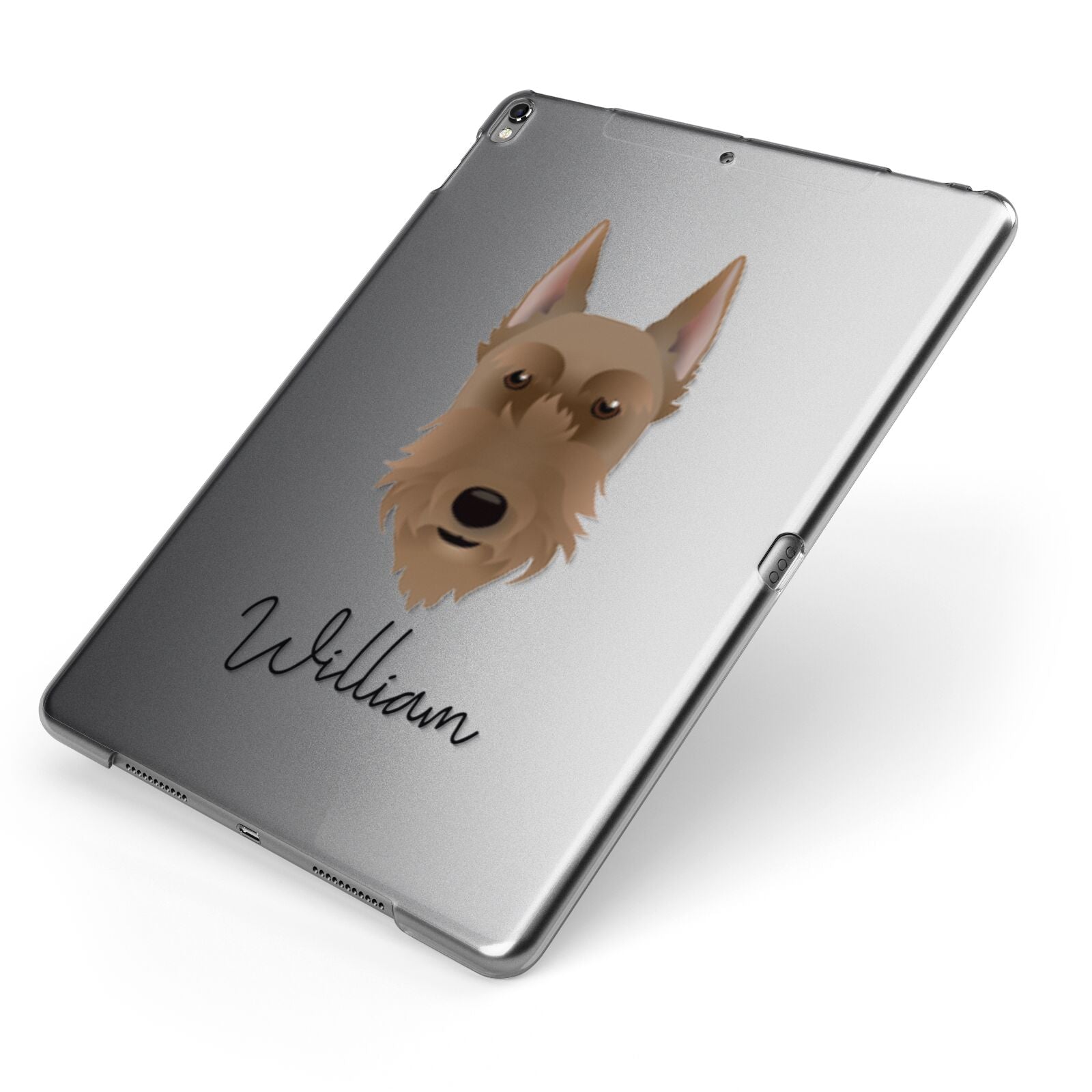 Giant Schnauzer Personalised Apple iPad Case on Grey iPad Side View