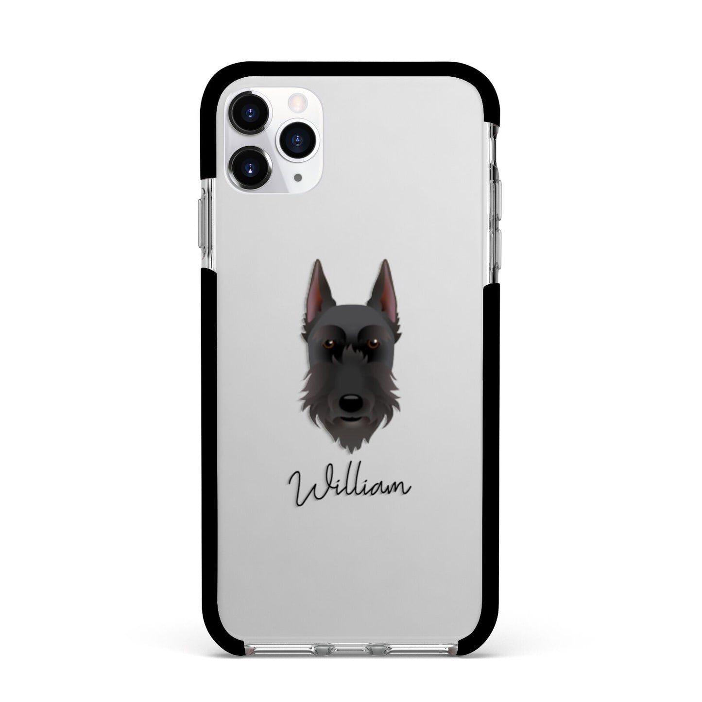 Giant Schnauzer Personalised Apple iPhone 11 Pro Max in Silver with Black Impact Case