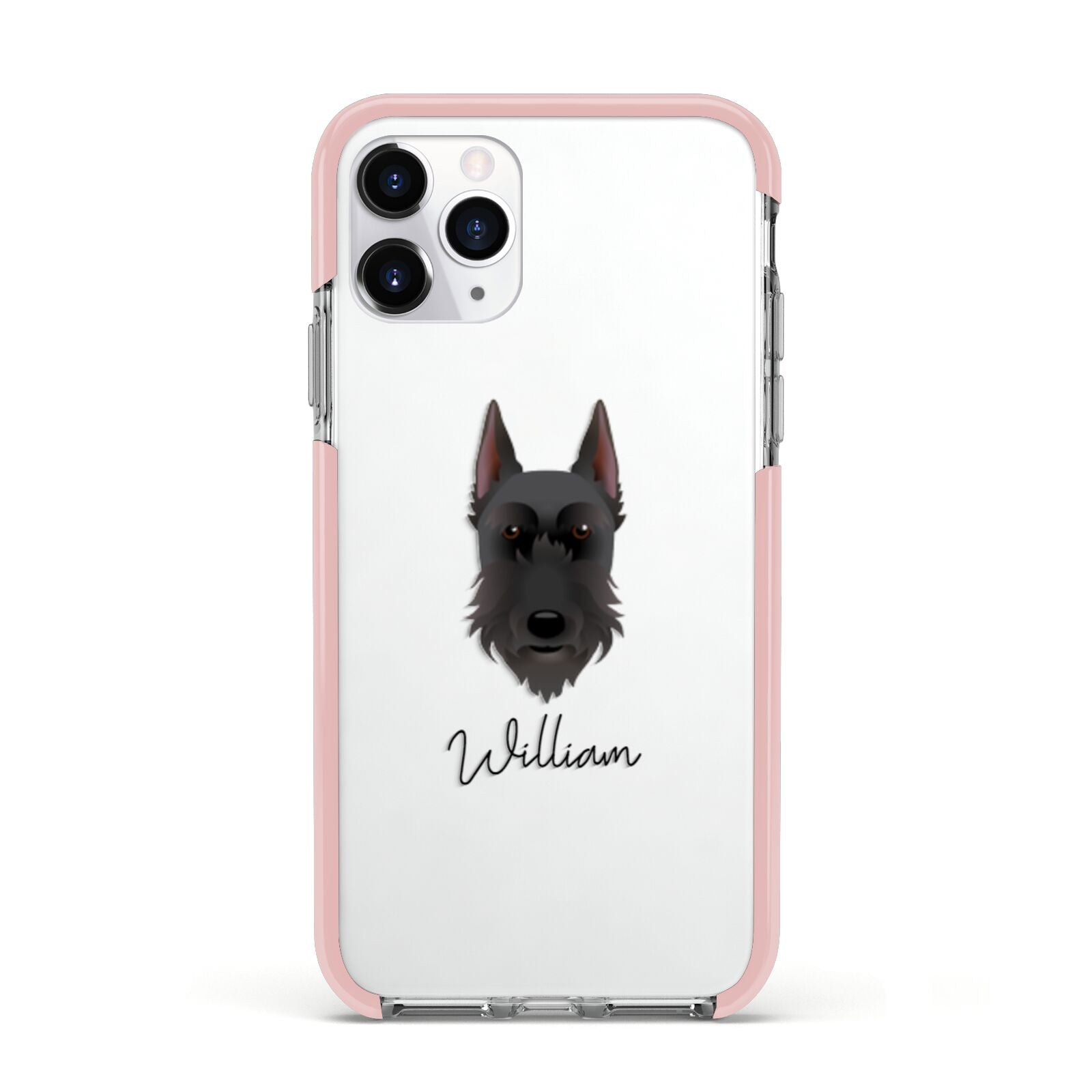 Giant Schnauzer Personalised Apple iPhone 11 Pro in Silver with Pink Impact Case