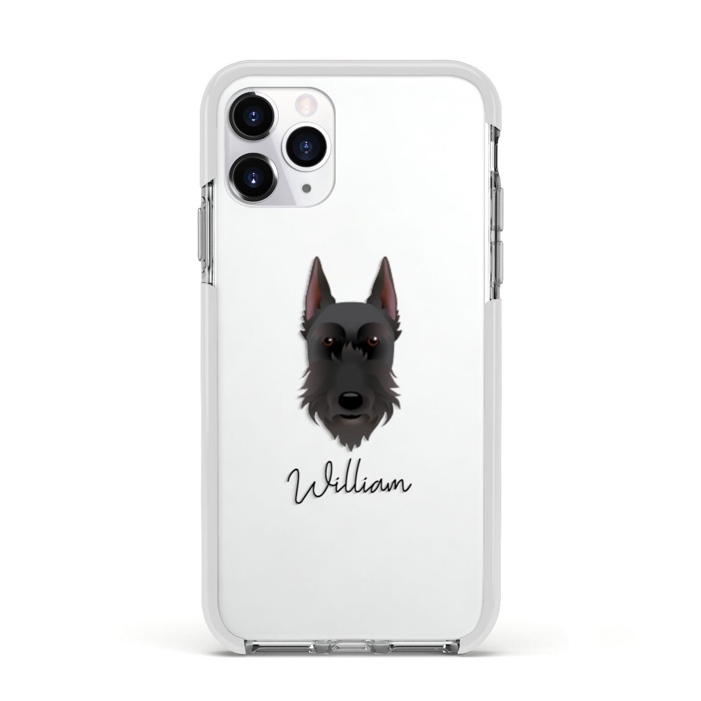 Giant Schnauzer Personalised Apple iPhone 11 Pro in Silver with White Impact Case