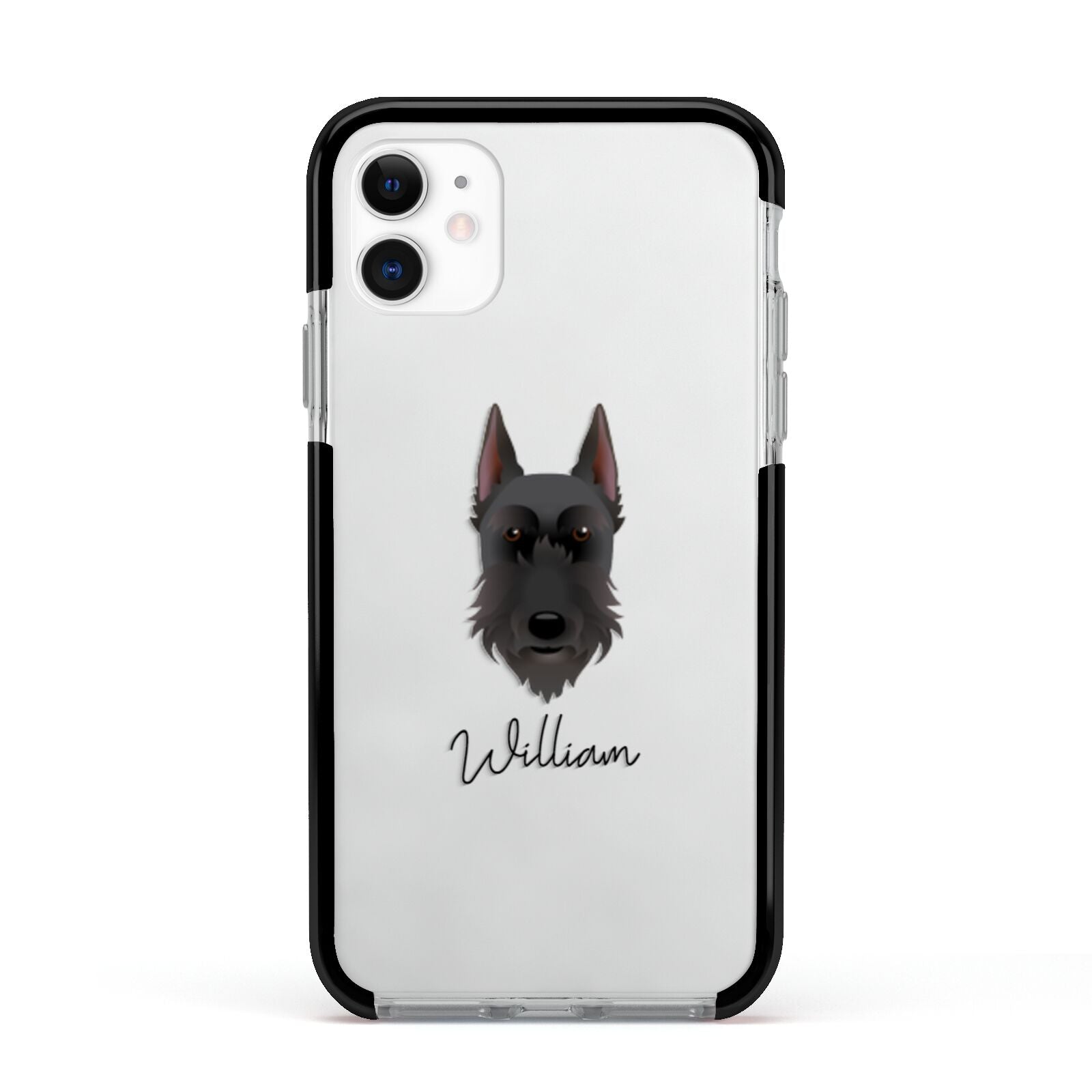 Giant Schnauzer Personalised Apple iPhone 11 in White with Black Impact Case