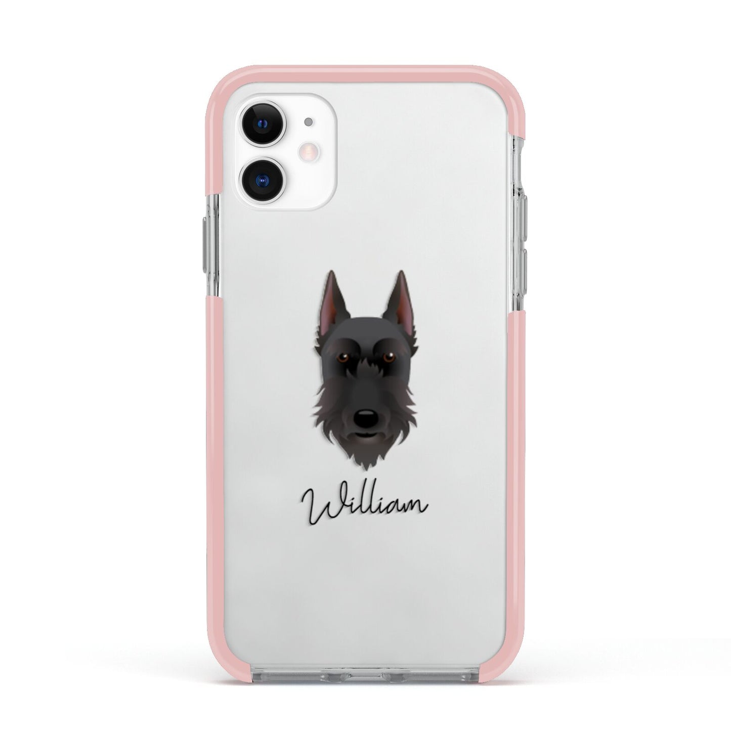 Giant Schnauzer Personalised Apple iPhone 11 in White with Pink Impact Case