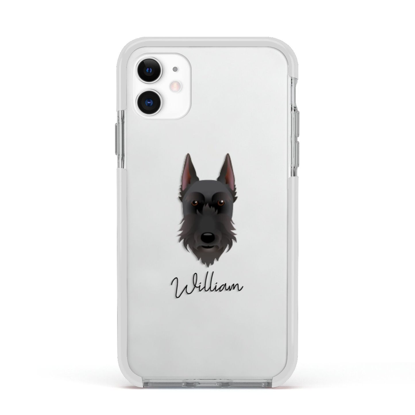 Giant Schnauzer Personalised Apple iPhone 11 in White with White Impact Case