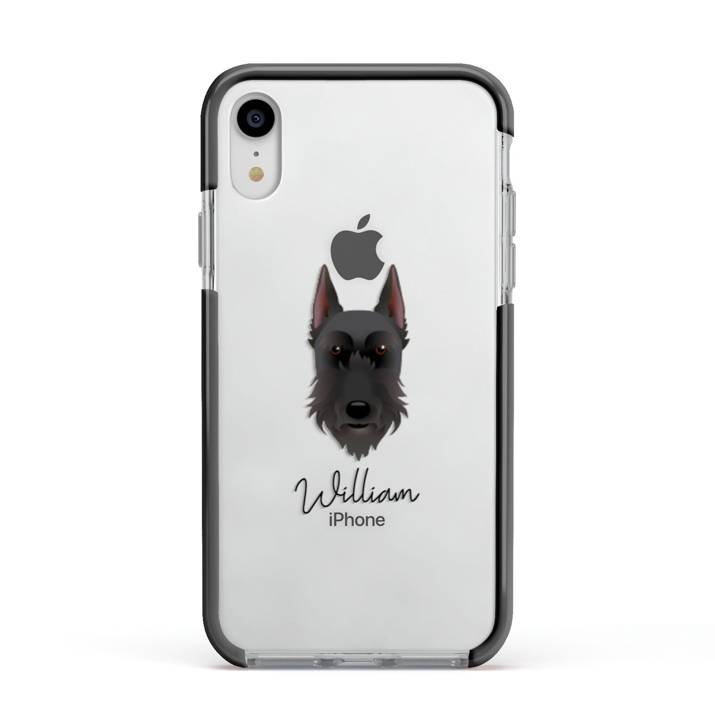 Giant Schnauzer Personalised Apple iPhone XR Impact Case Black Edge on Silver Phone