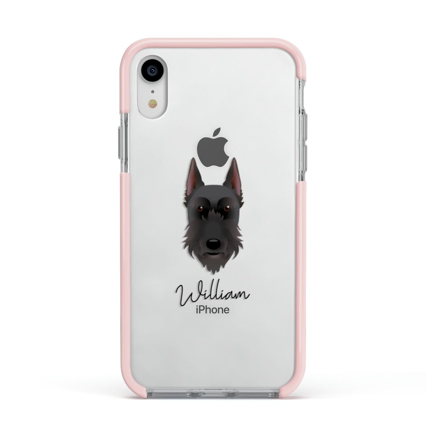 Giant Schnauzer Personalised Apple iPhone XR Impact Case Pink Edge on Silver Phone