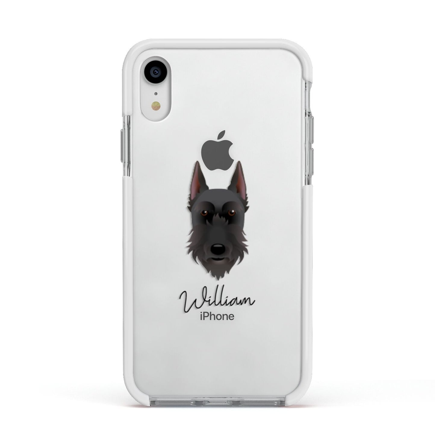 Giant Schnauzer Personalised Apple iPhone XR Impact Case White Edge on Silver Phone