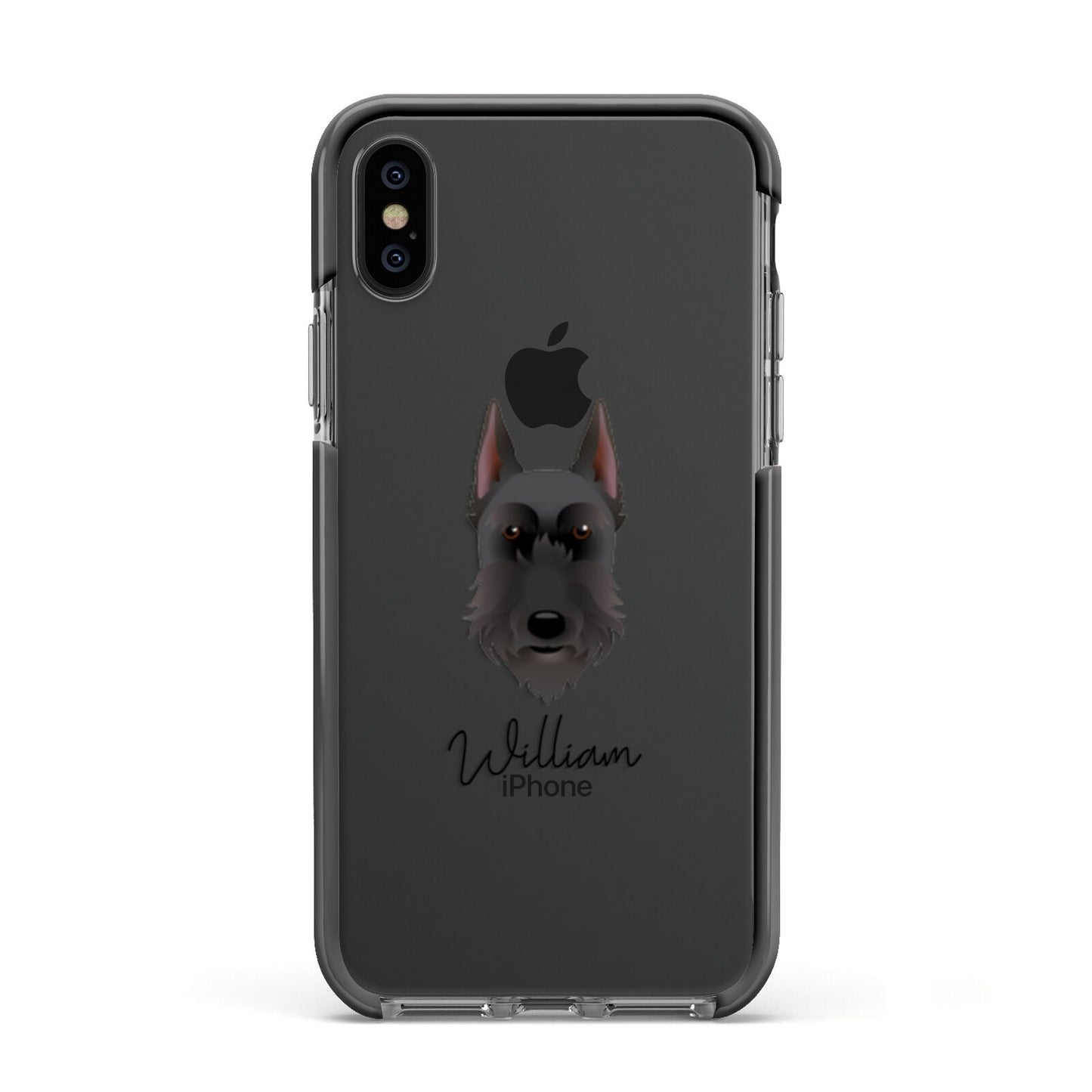 Giant Schnauzer Personalised Apple iPhone Xs Impact Case Black Edge on Black Phone