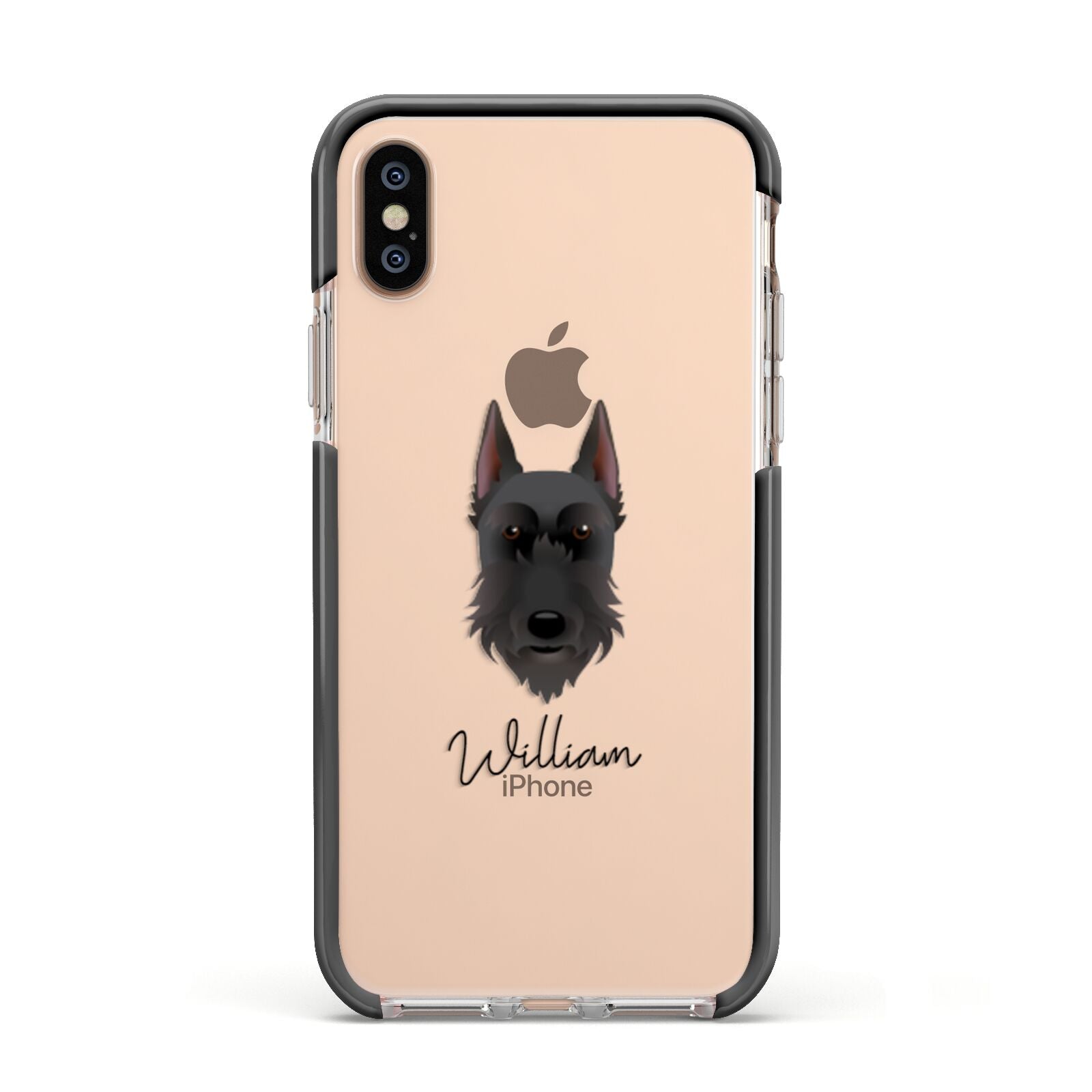 Giant Schnauzer Personalised Apple iPhone Xs Impact Case Black Edge on Gold Phone