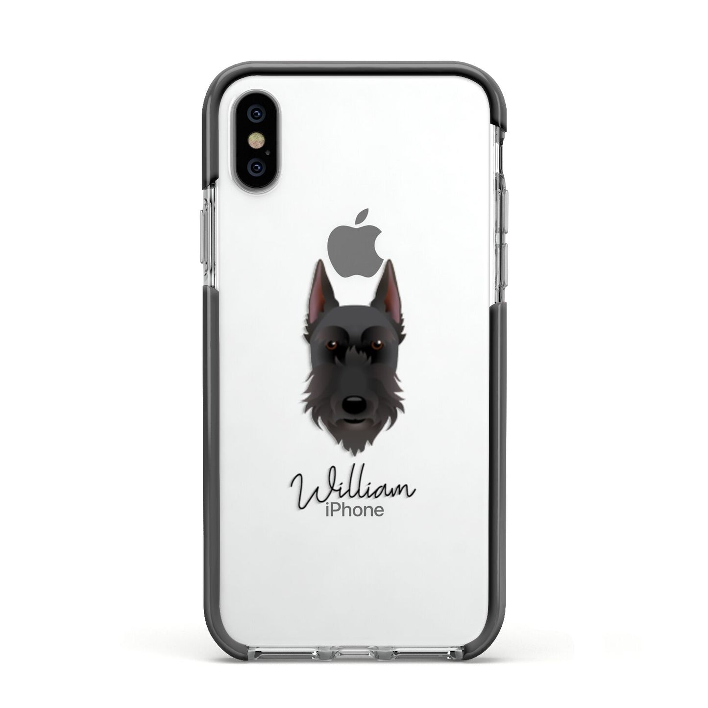 Giant Schnauzer Personalised Apple iPhone Xs Impact Case Black Edge on Silver Phone