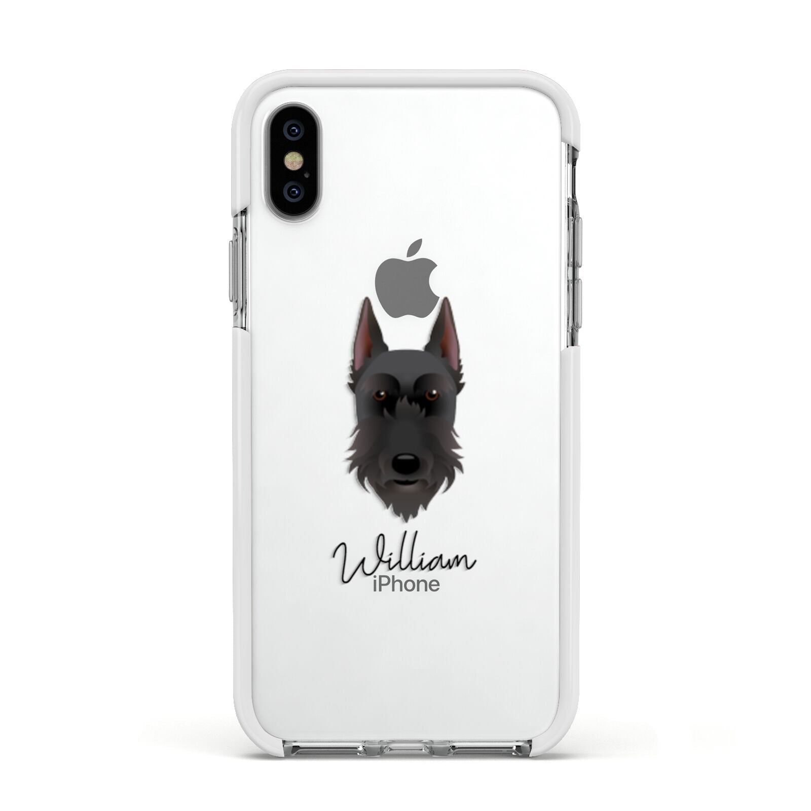 Giant Schnauzer Personalised Apple iPhone Xs Impact Case White Edge on Silver Phone