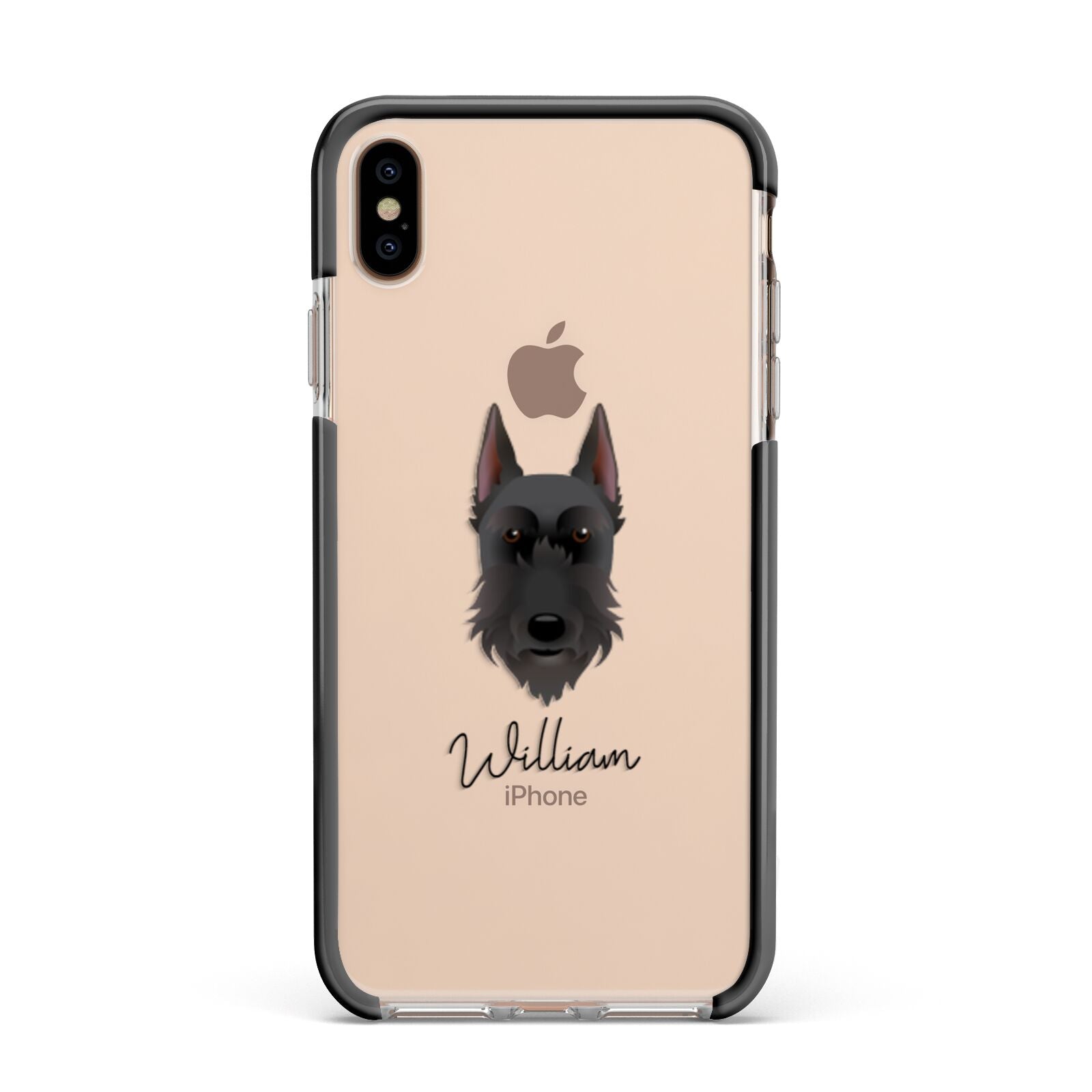 Giant Schnauzer Personalised Apple iPhone Xs Max Impact Case Black Edge on Gold Phone