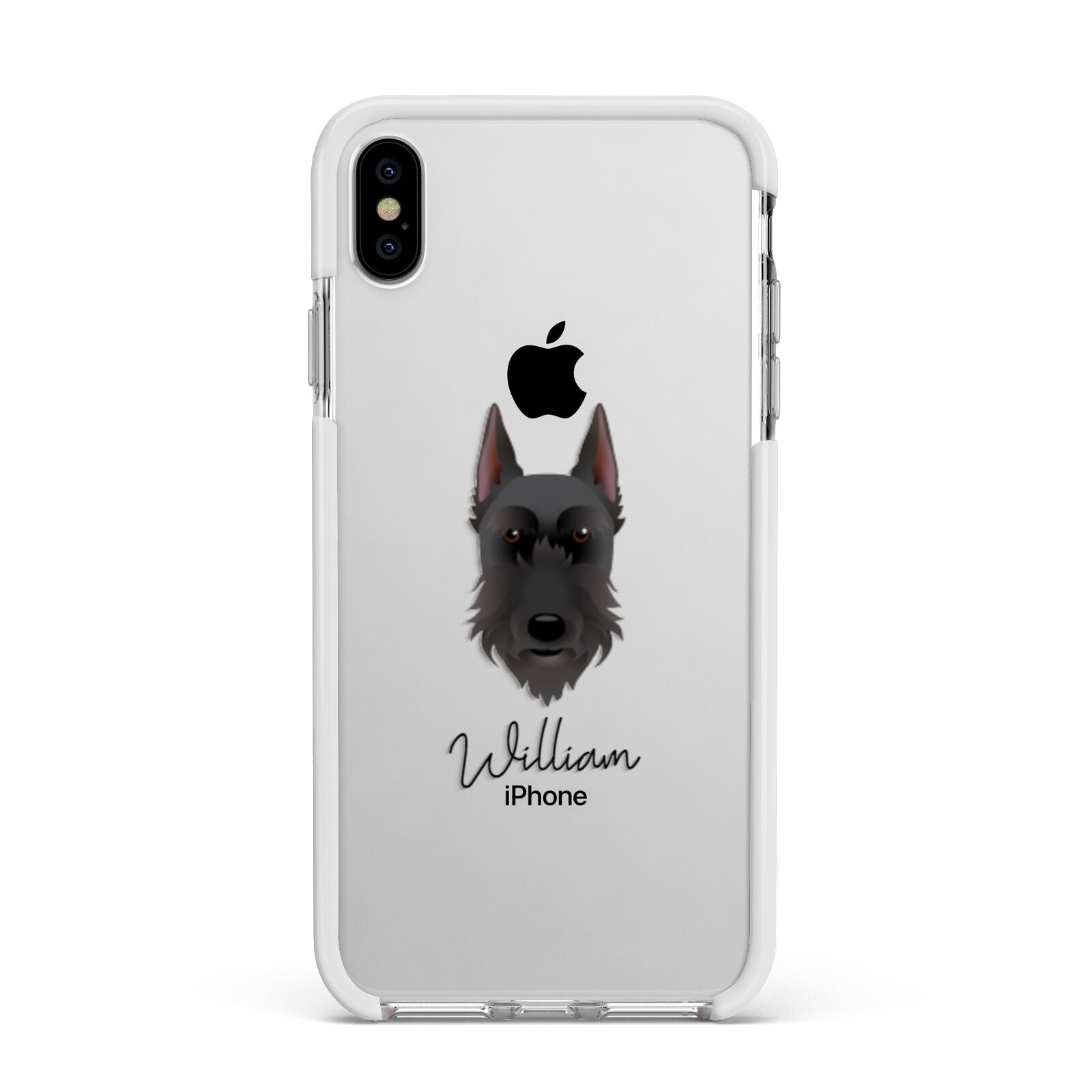 Giant Schnauzer Personalised Apple iPhone Xs Max Impact Case White Edge on Silver Phone