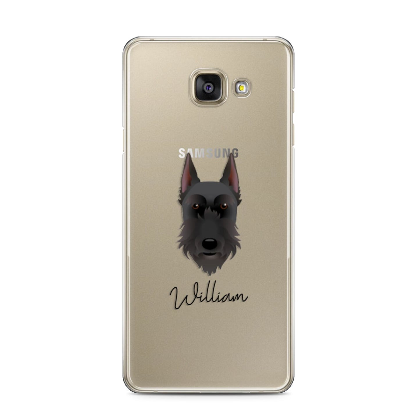 Giant Schnauzer Personalised Samsung Galaxy A3 2016 Case on gold phone