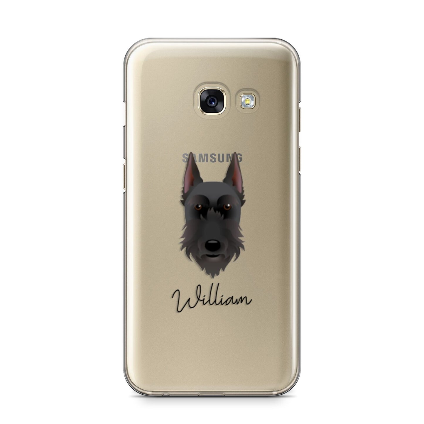 Giant Schnauzer Personalised Samsung Galaxy A3 2017 Case on gold phone