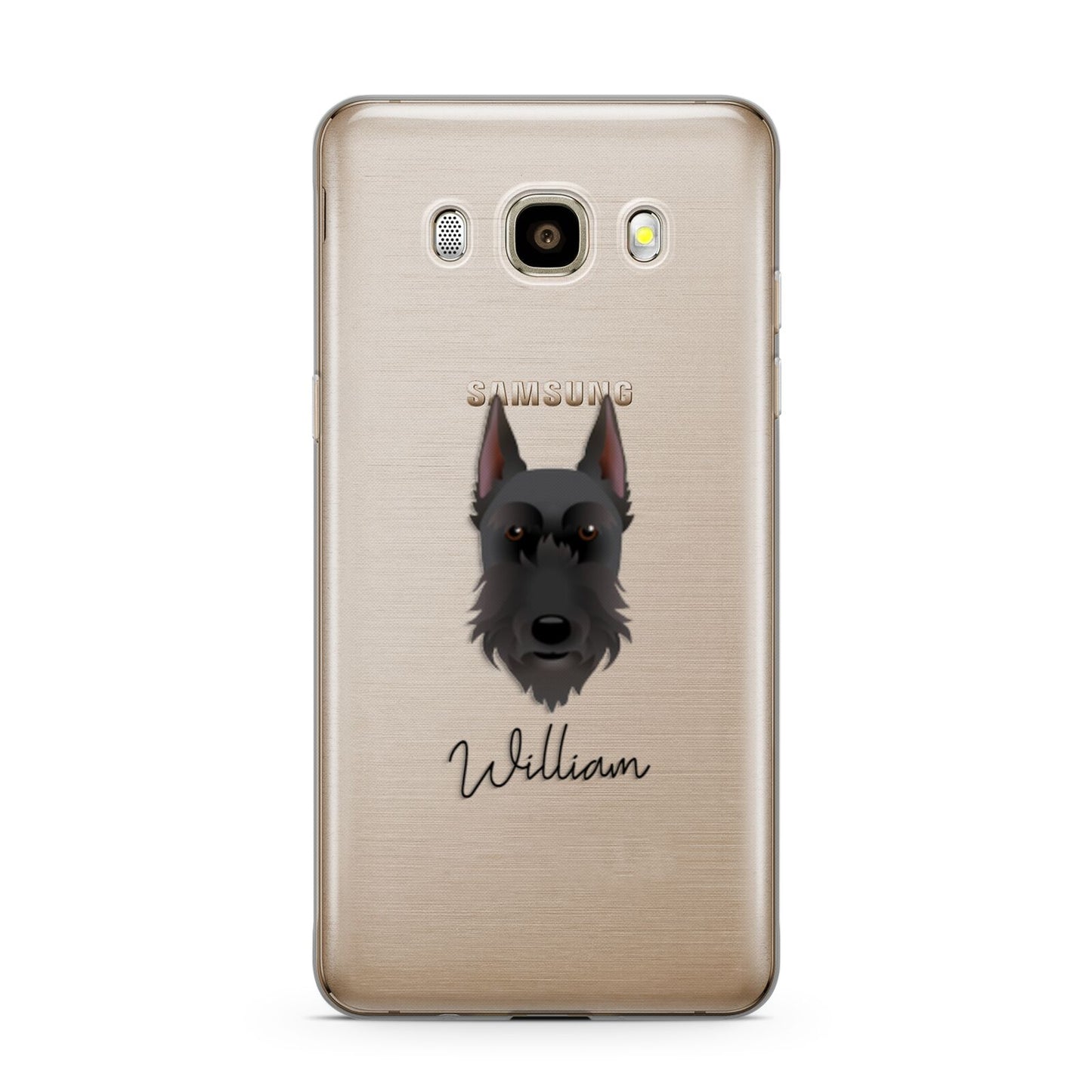 Giant Schnauzer Personalised Samsung Galaxy J7 2016 Case on gold phone