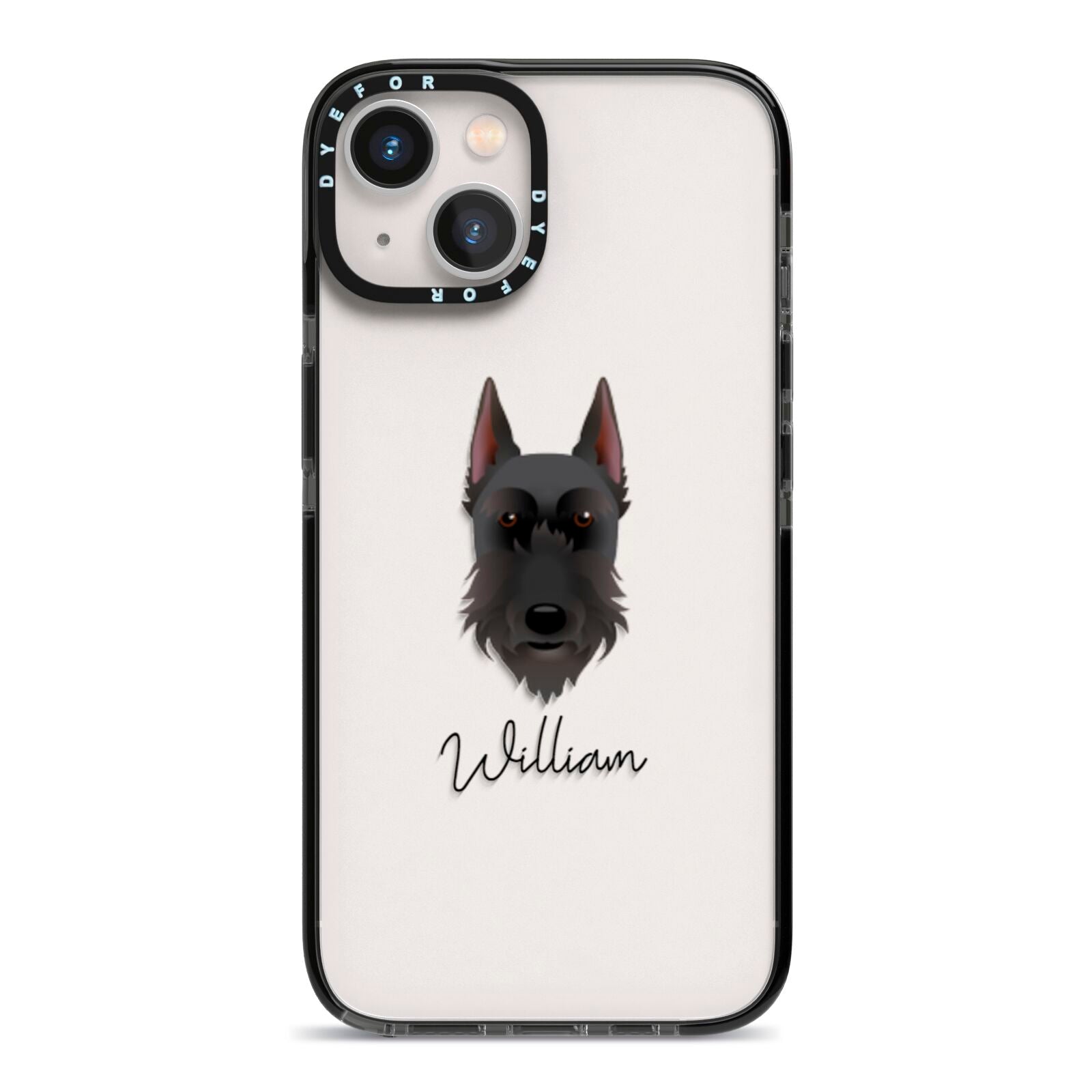 Giant Schnauzer Personalised iPhone 13 Black Impact Case on Silver phone