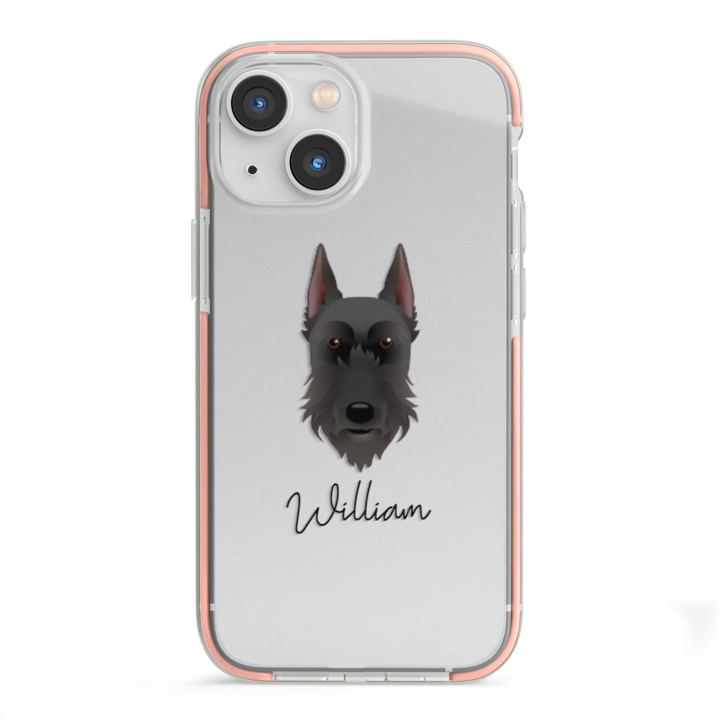 Giant Schnauzer Personalised iPhone 13 Mini TPU Impact Case with Pink Edges