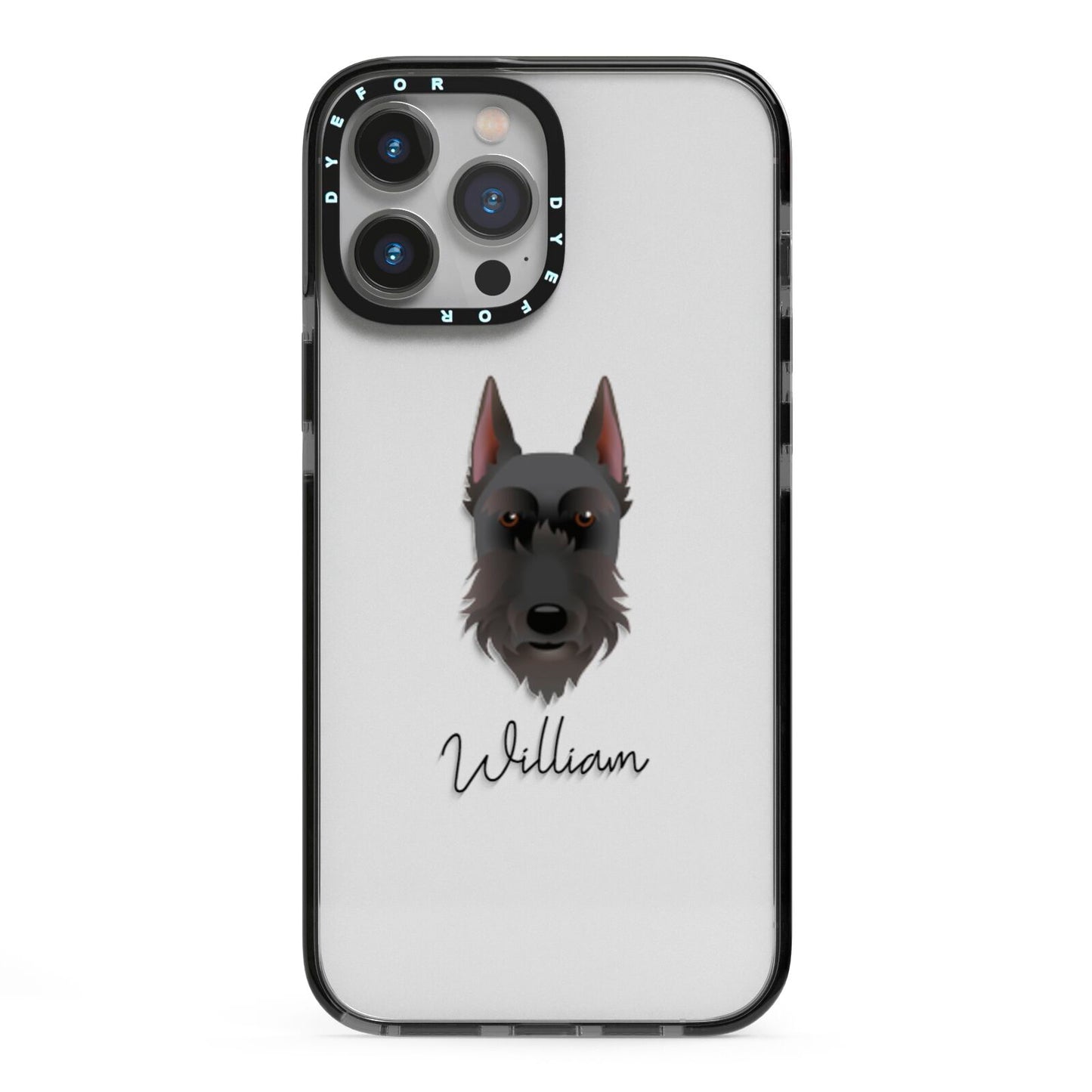 Giant Schnauzer Personalised iPhone 13 Pro Max Black Impact Case on Silver phone