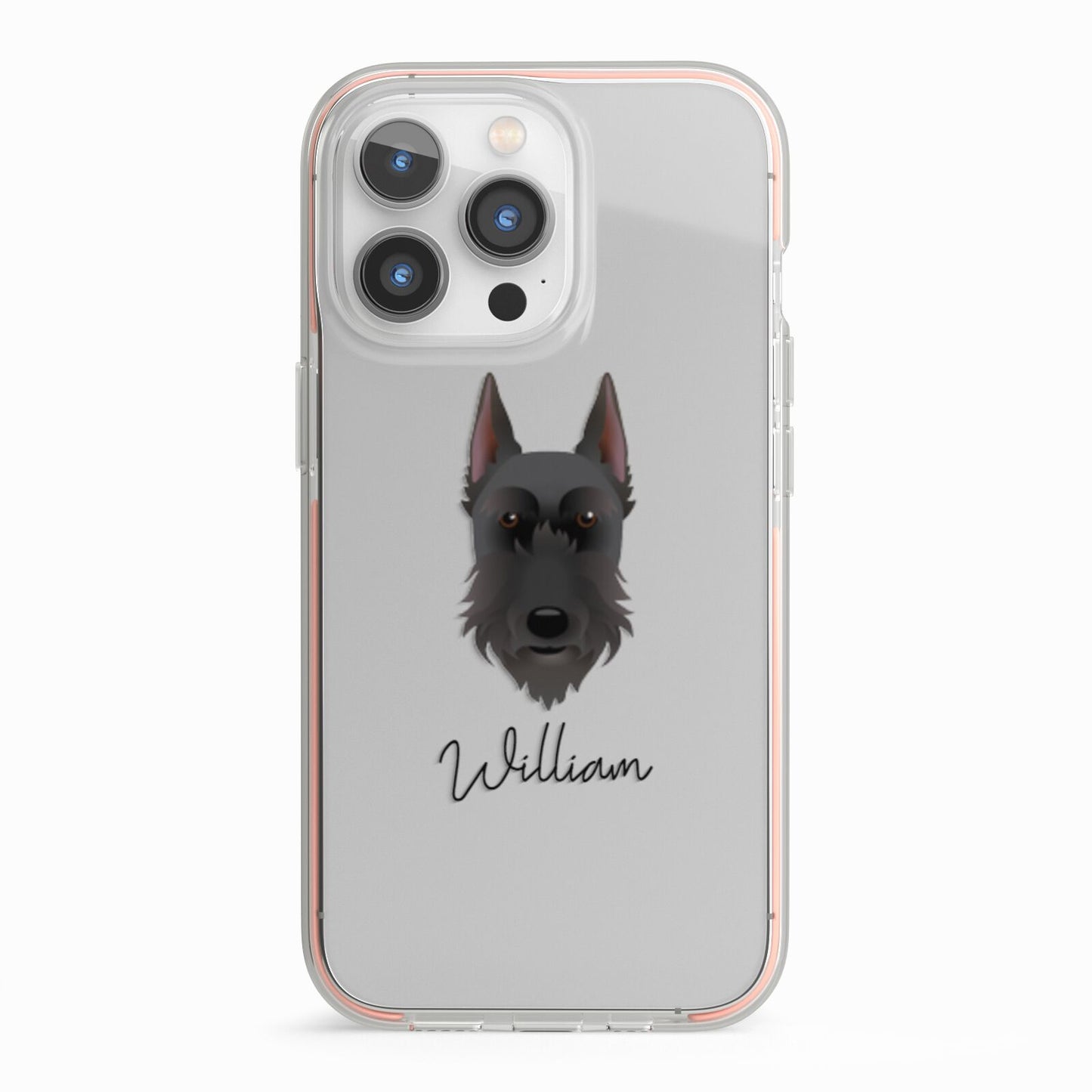 Giant Schnauzer Personalised iPhone 13 Pro TPU Impact Case with Pink Edges