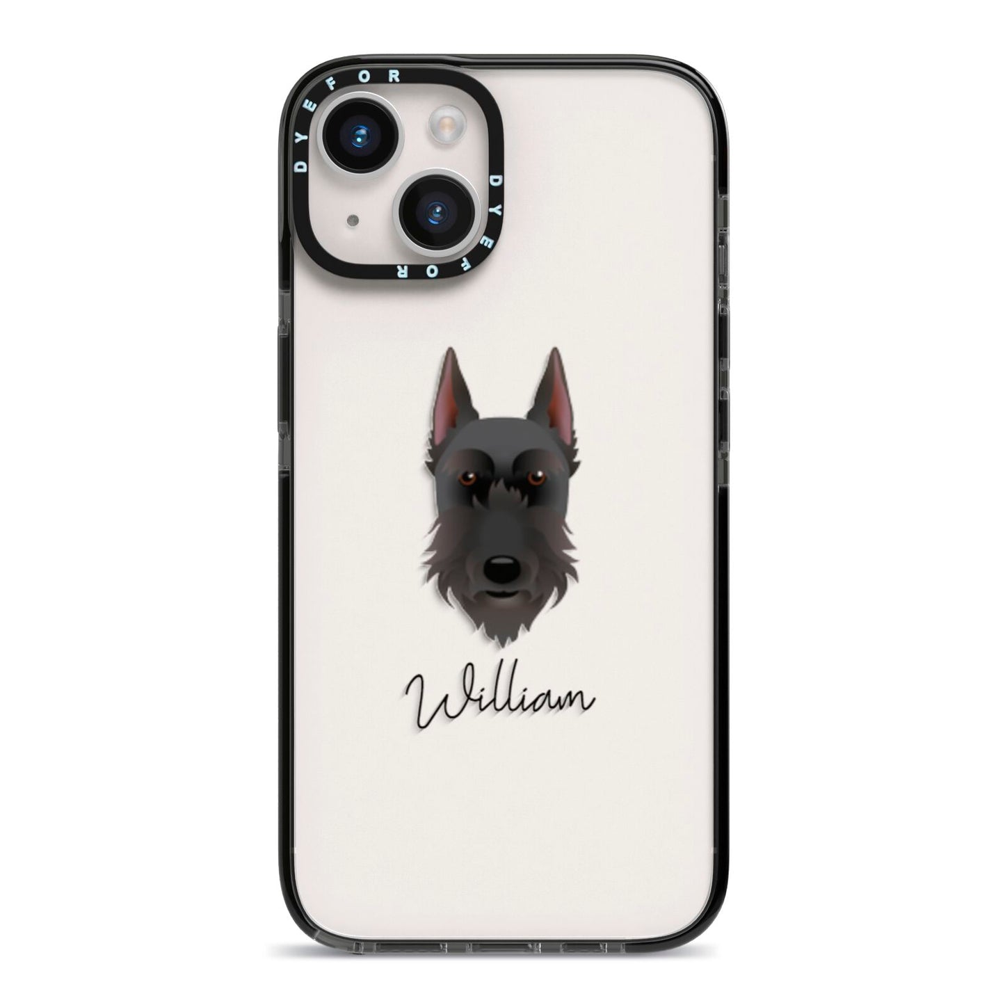 Giant Schnauzer Personalised iPhone 14 Black Impact Case on Silver phone