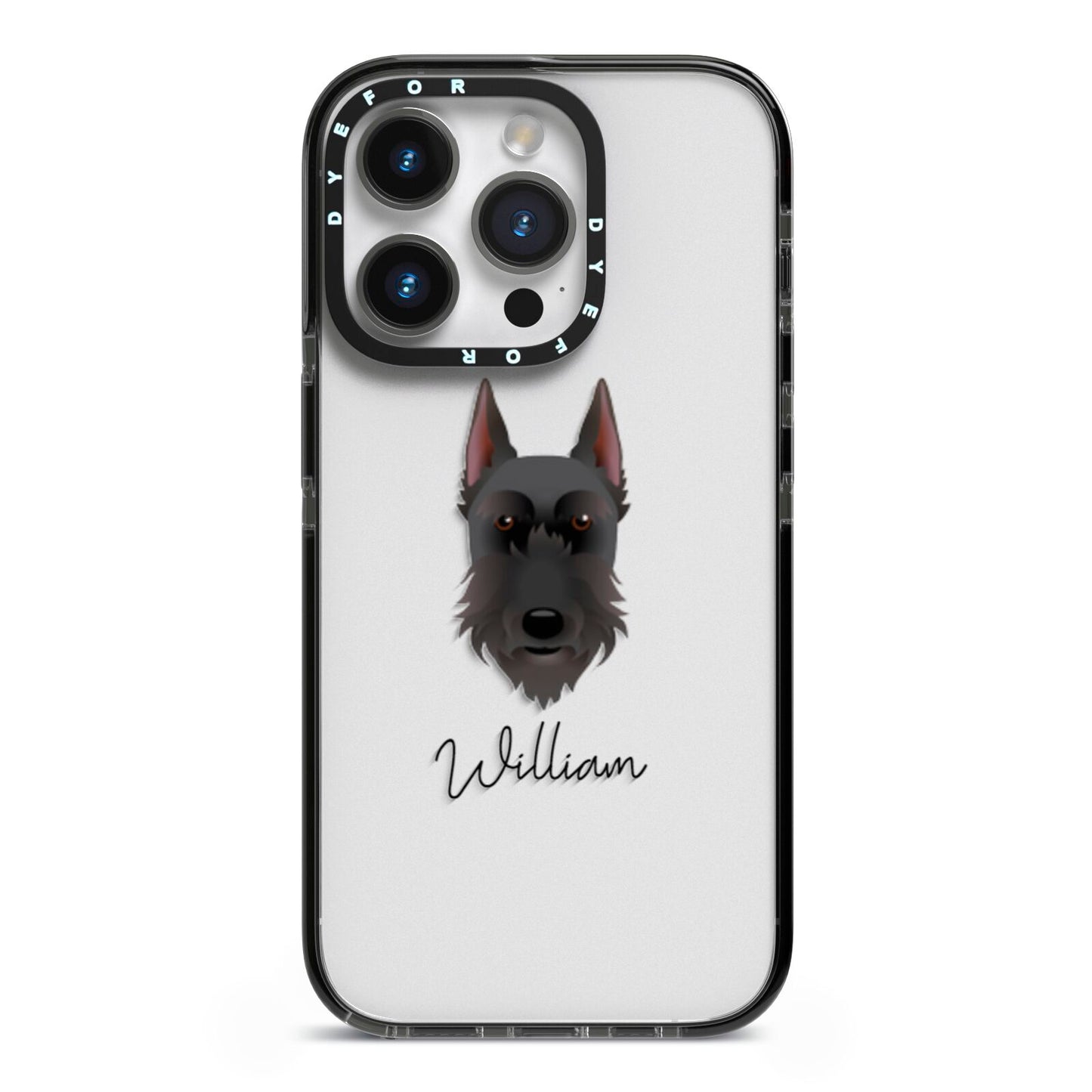 Giant Schnauzer Personalised iPhone 14 Pro Black Impact Case on Silver phone