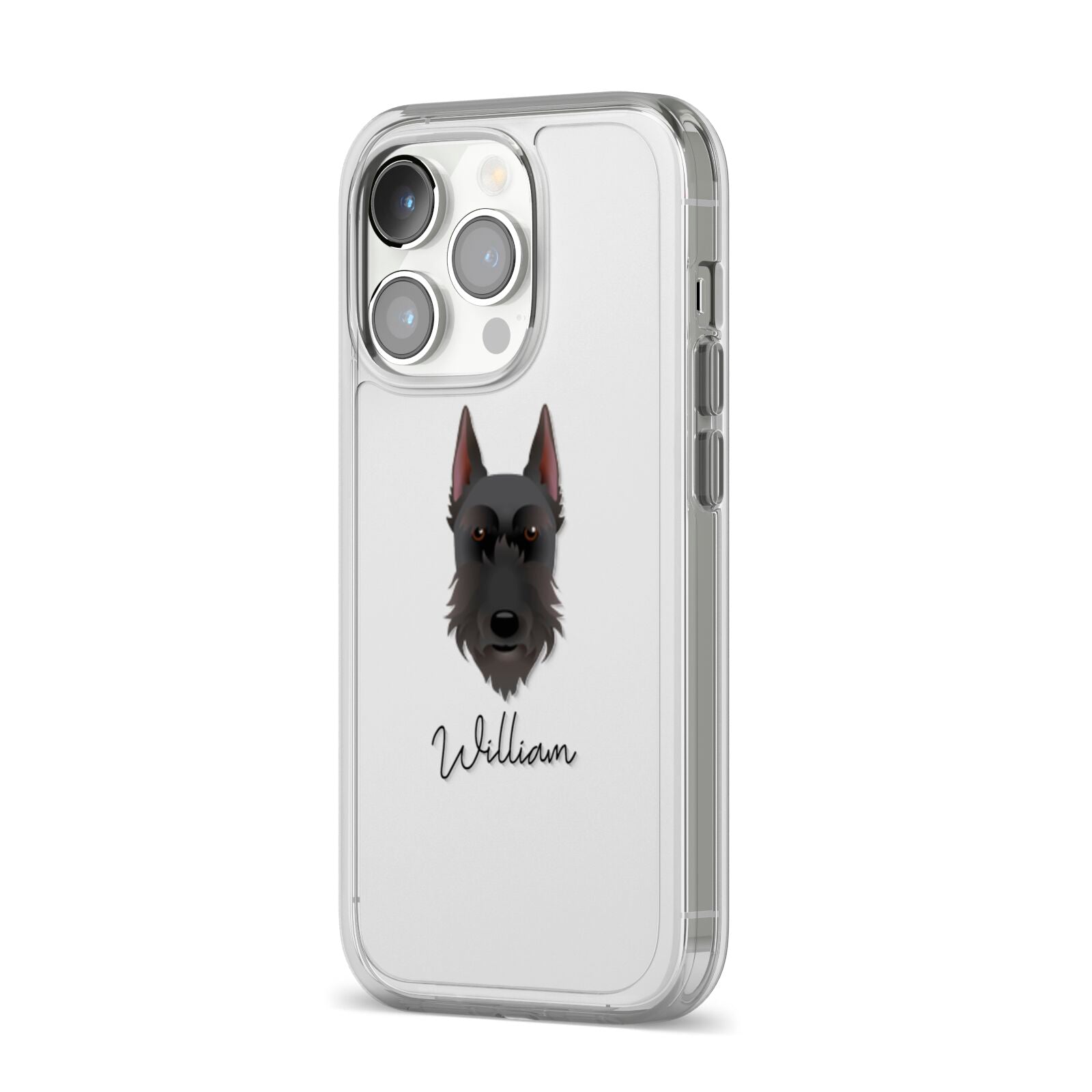 Giant Schnauzer Personalised iPhone 14 Pro Clear Tough Case Silver Angled Image