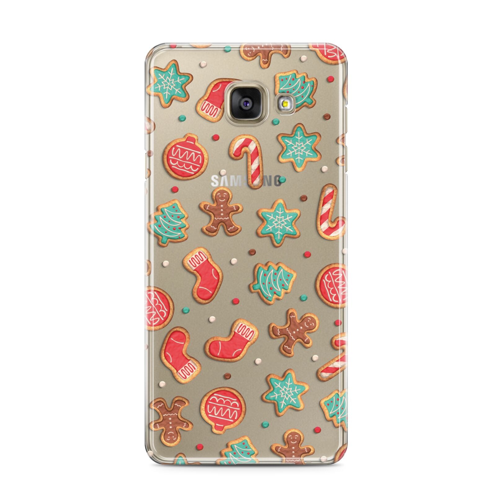 Gingerbread Christmas Samsung Galaxy A3 2016 Case on gold phone
