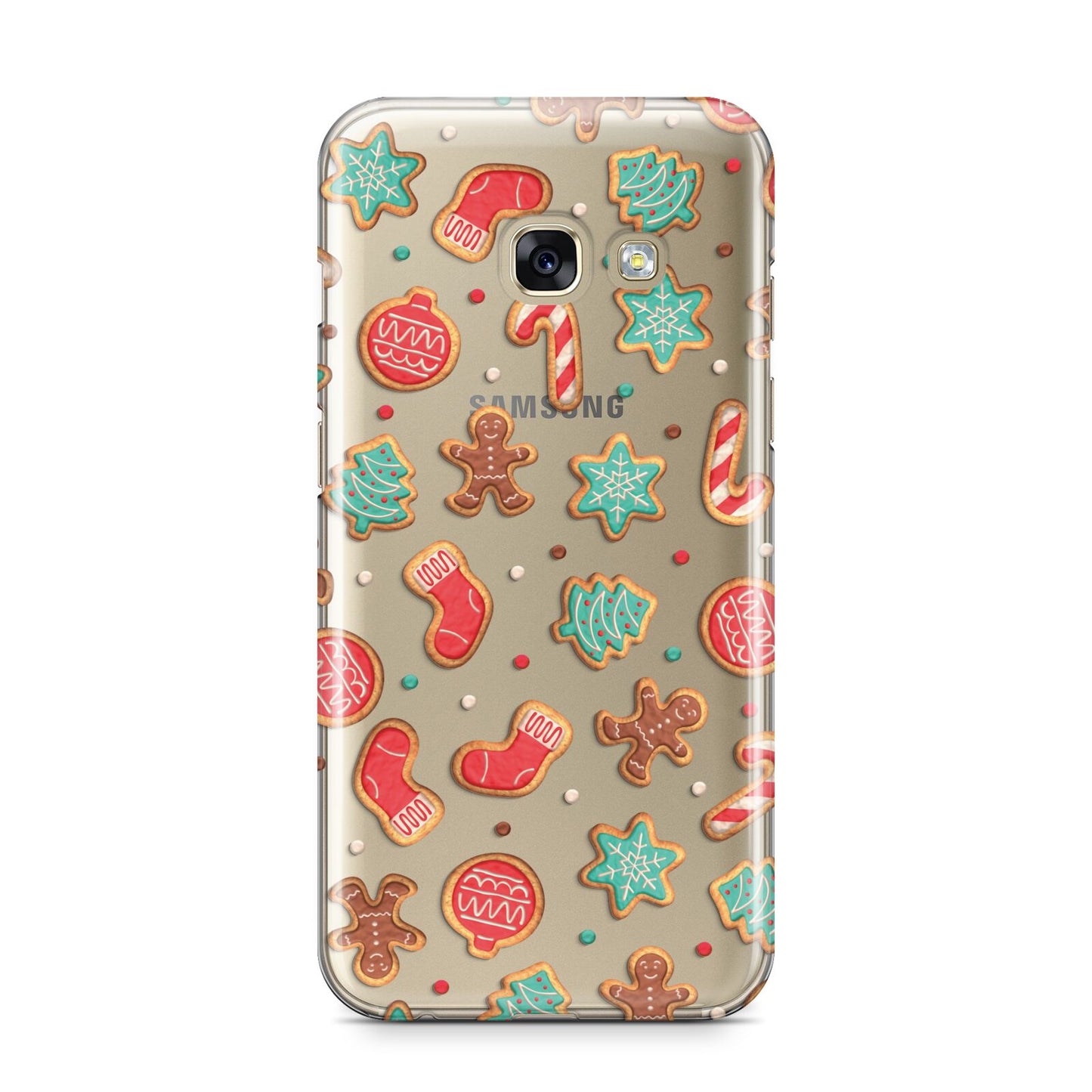 Gingerbread Christmas Samsung Galaxy A3 2017 Case on gold phone
