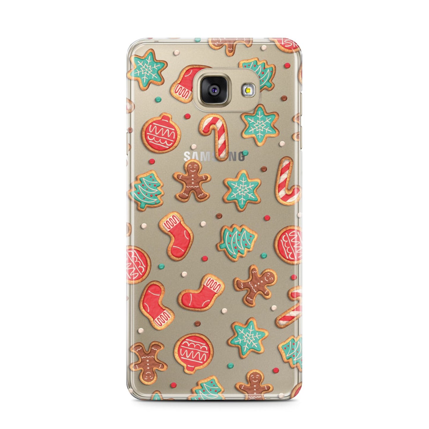 Gingerbread Christmas Samsung Galaxy A7 2016 Case on gold phone
