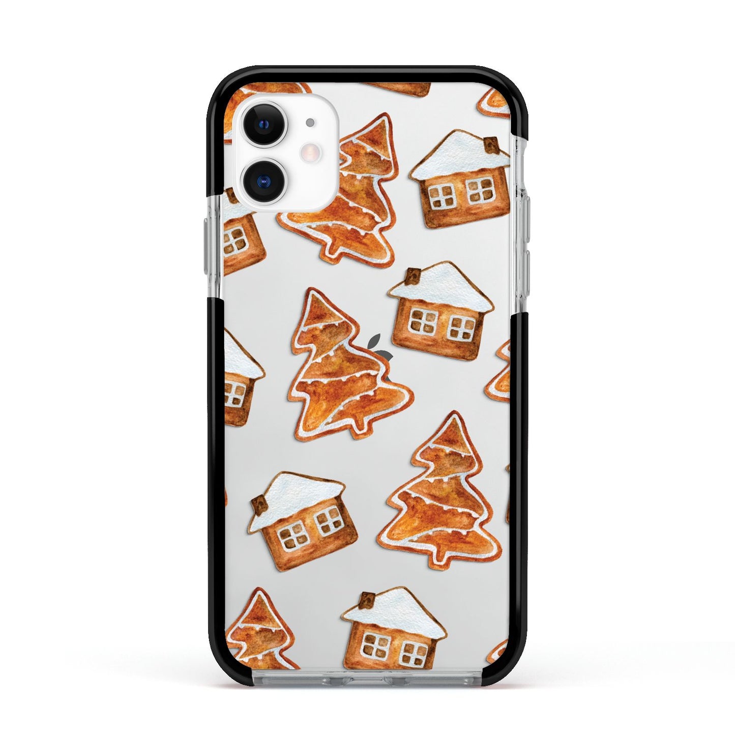 Gingerbread House Tree Apple iPhone 11 in White with Black Impact Case