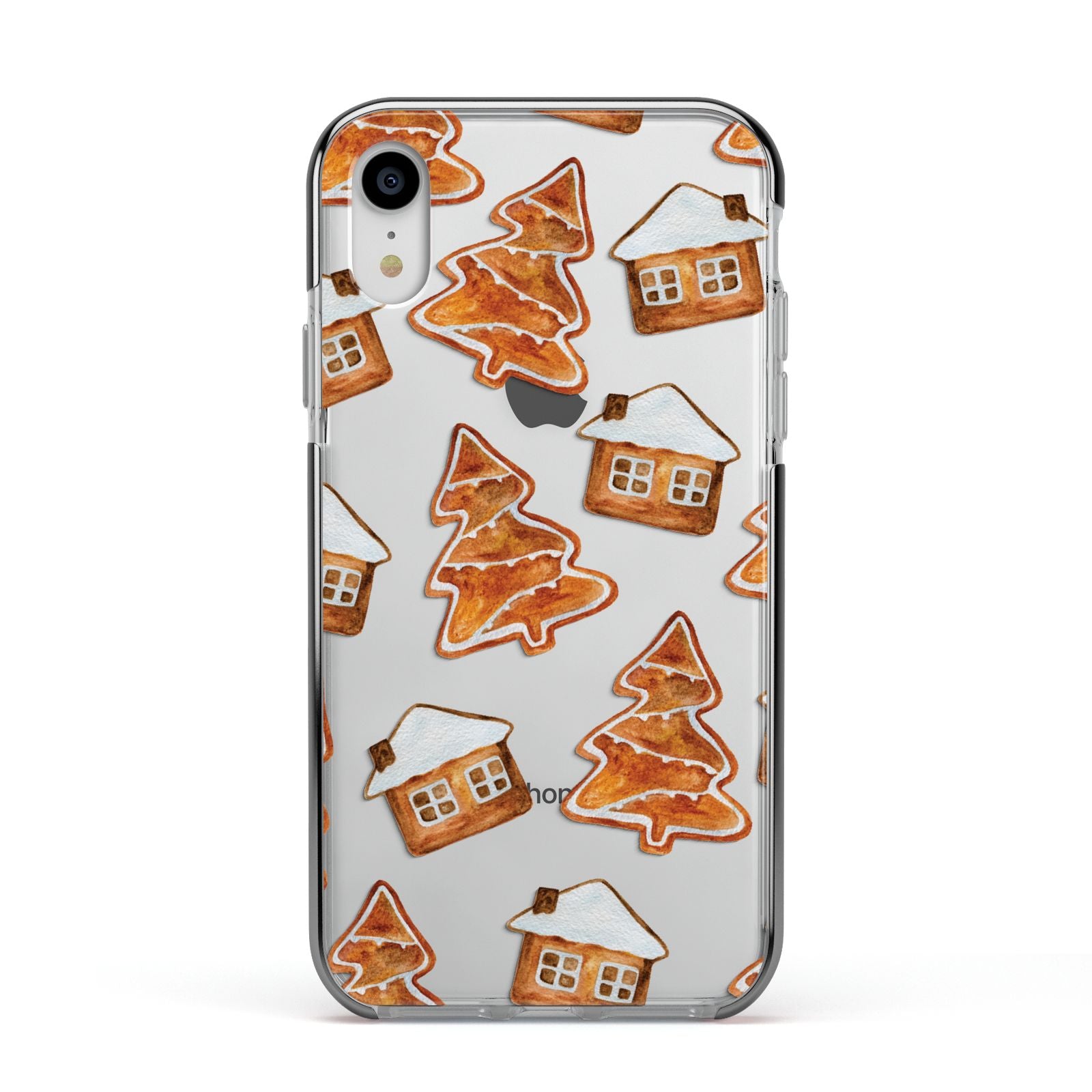 Gingerbread House Tree Apple iPhone XR Impact Case Black Edge on Silver Phone