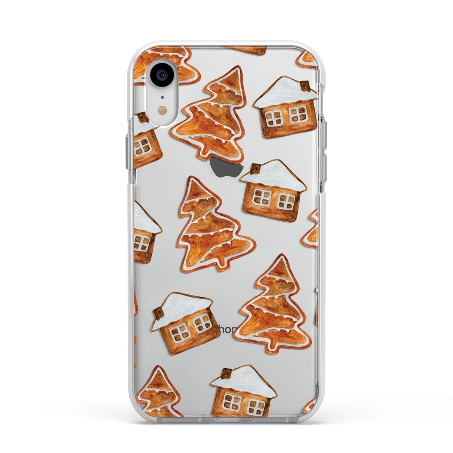 Gingerbread House Tree Apple iPhone XR Impact Case White Edge on Silver Phone