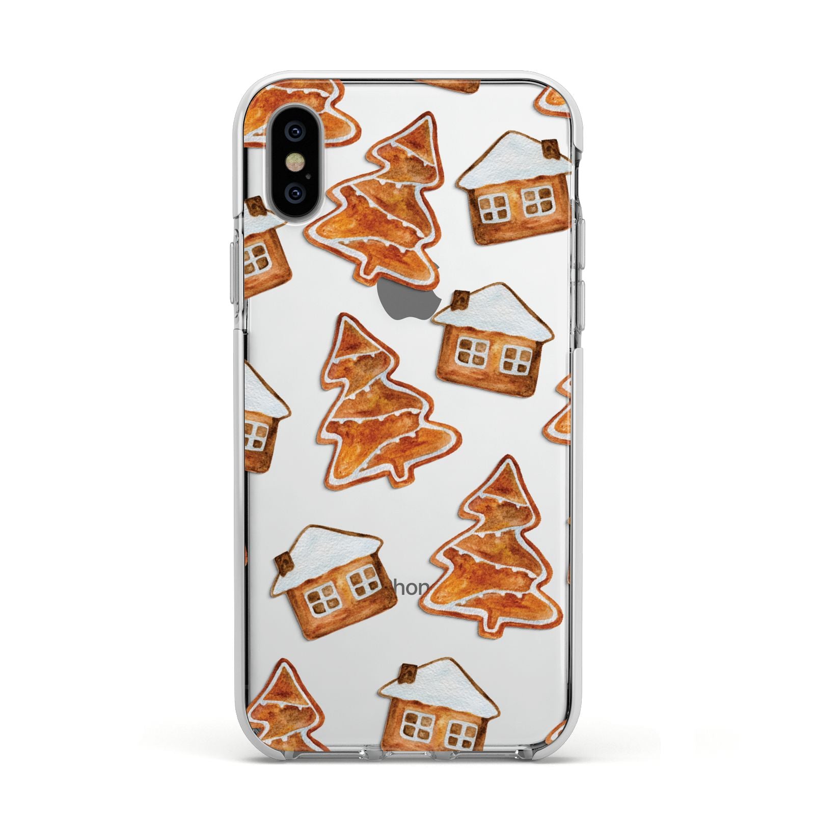 Gingerbread House Tree Apple iPhone Xs Impact Case White Edge on Silver Phone
