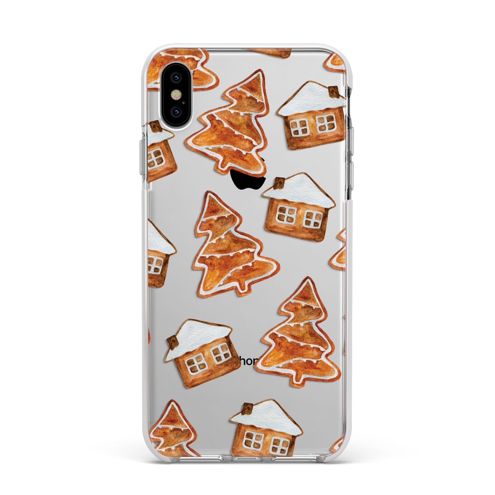 Gingerbread House Tree Apple iPhone Xs Max Impact Case White Edge on Silver Phone
