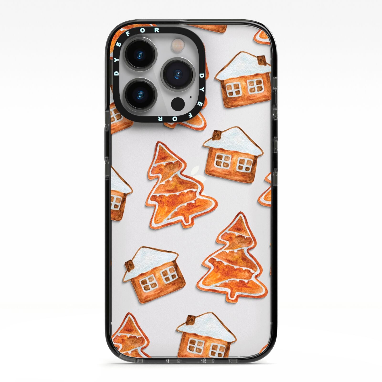 Gingerbread House Tree iPhone 13 Pro Black Impact Case on Silver phone