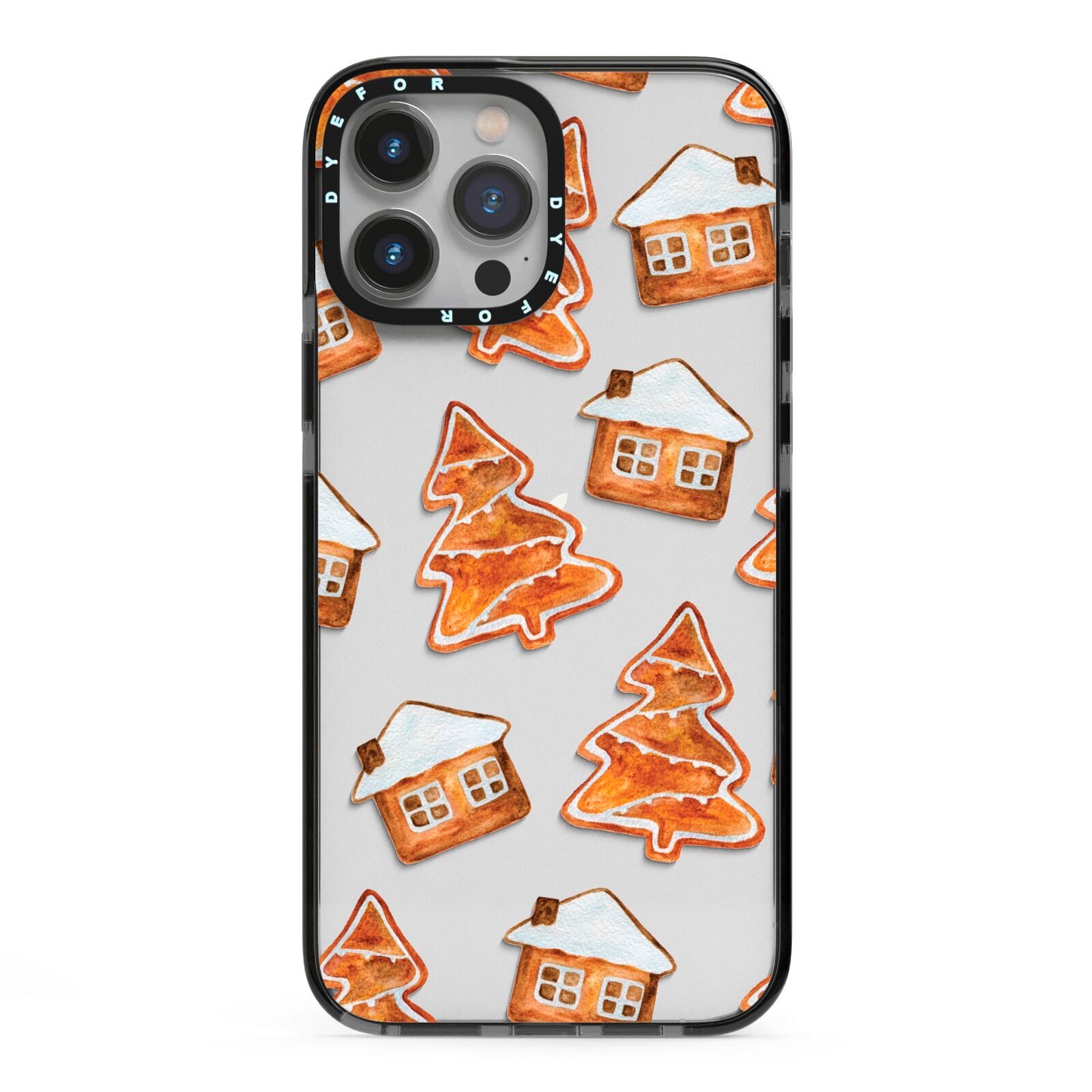 Gingerbread House Tree iPhone 13 Pro Max Black Impact Case on Silver phone