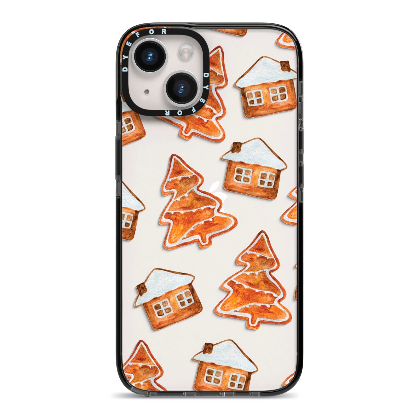 Gingerbread House Tree iPhone 14 Black Impact Case on Silver phone