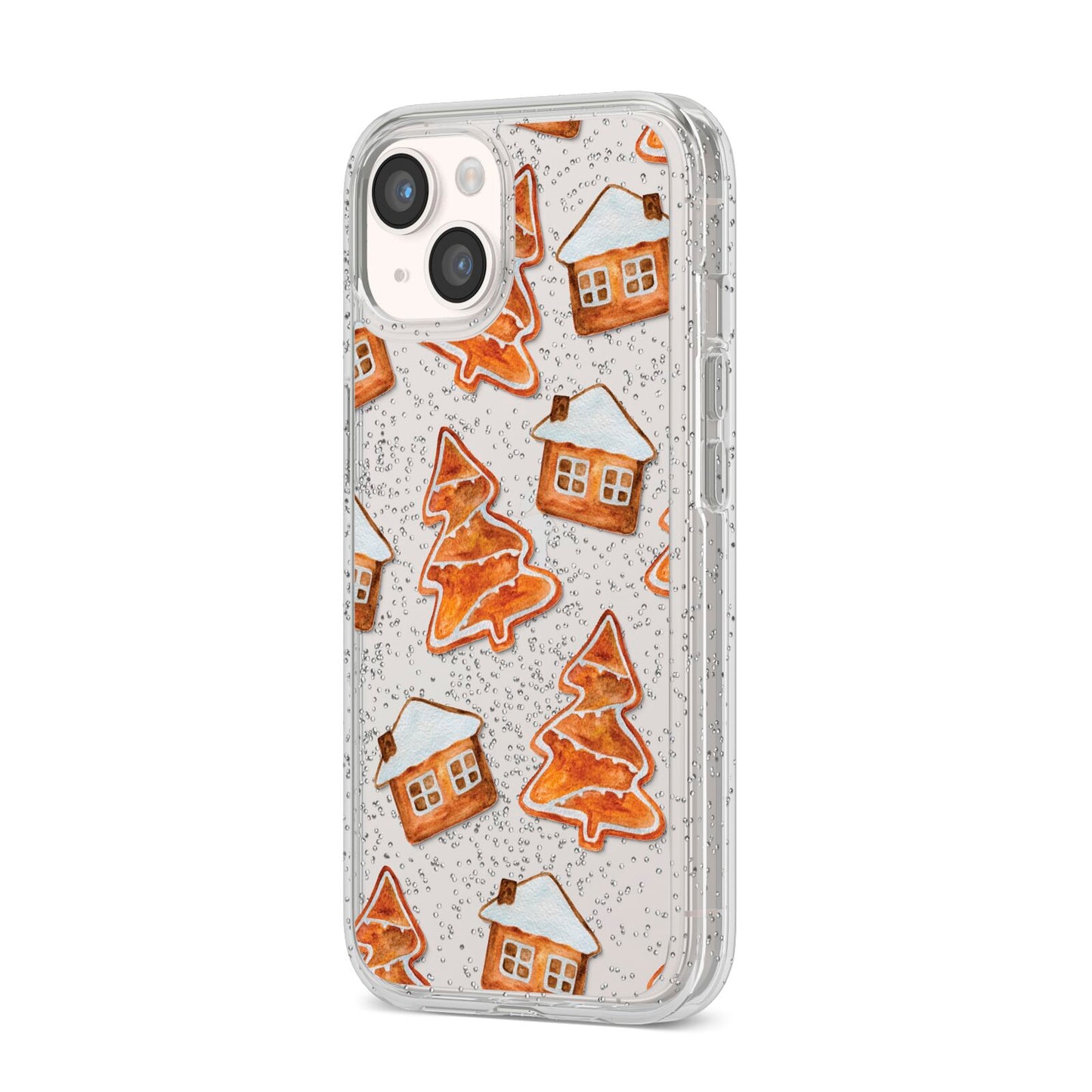 Gingerbread House Tree iPhone 14 Glitter Tough Case Starlight Angled Image