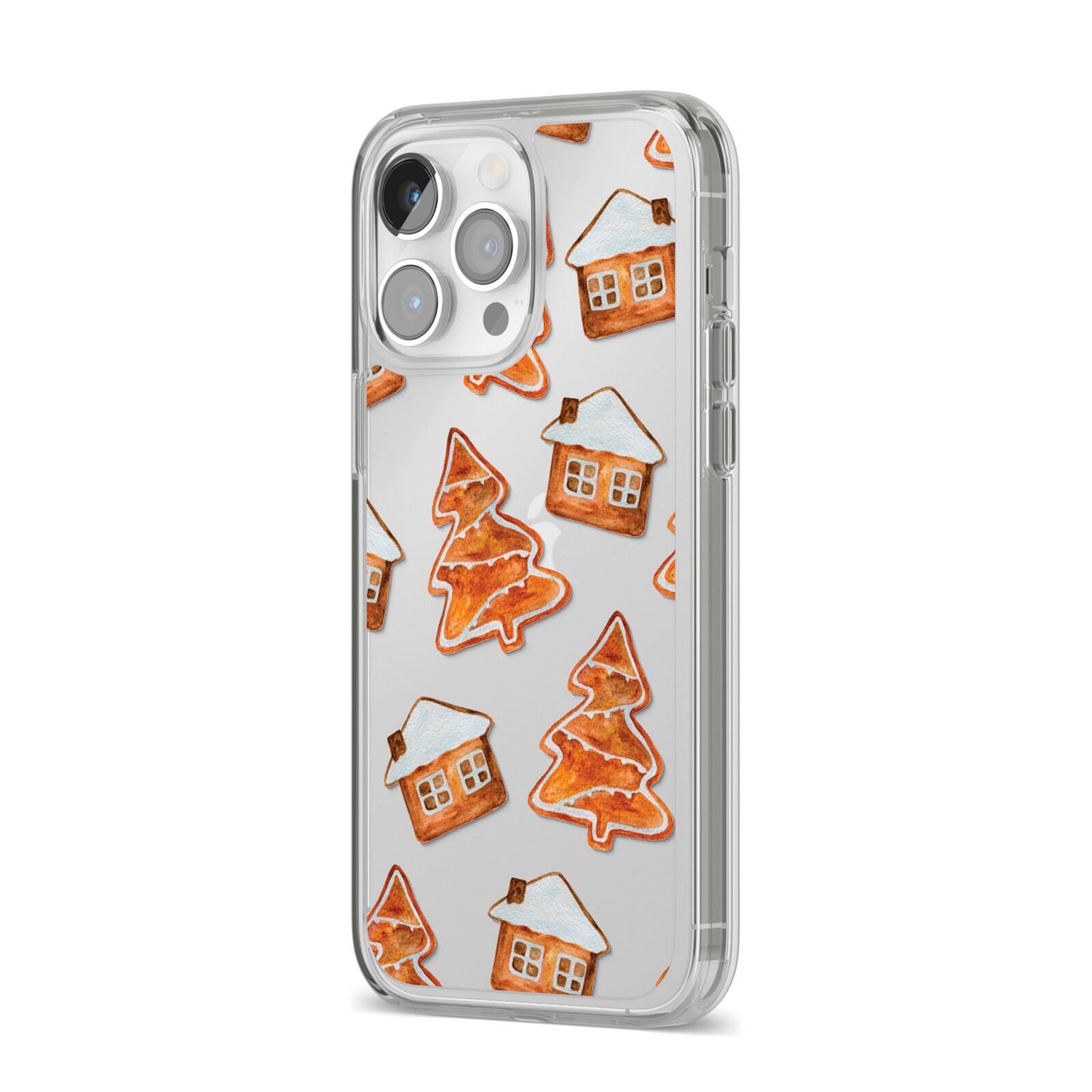 Gingerbread House Tree iPhone 14 Pro Max Clear Tough Case Silver Angled Image