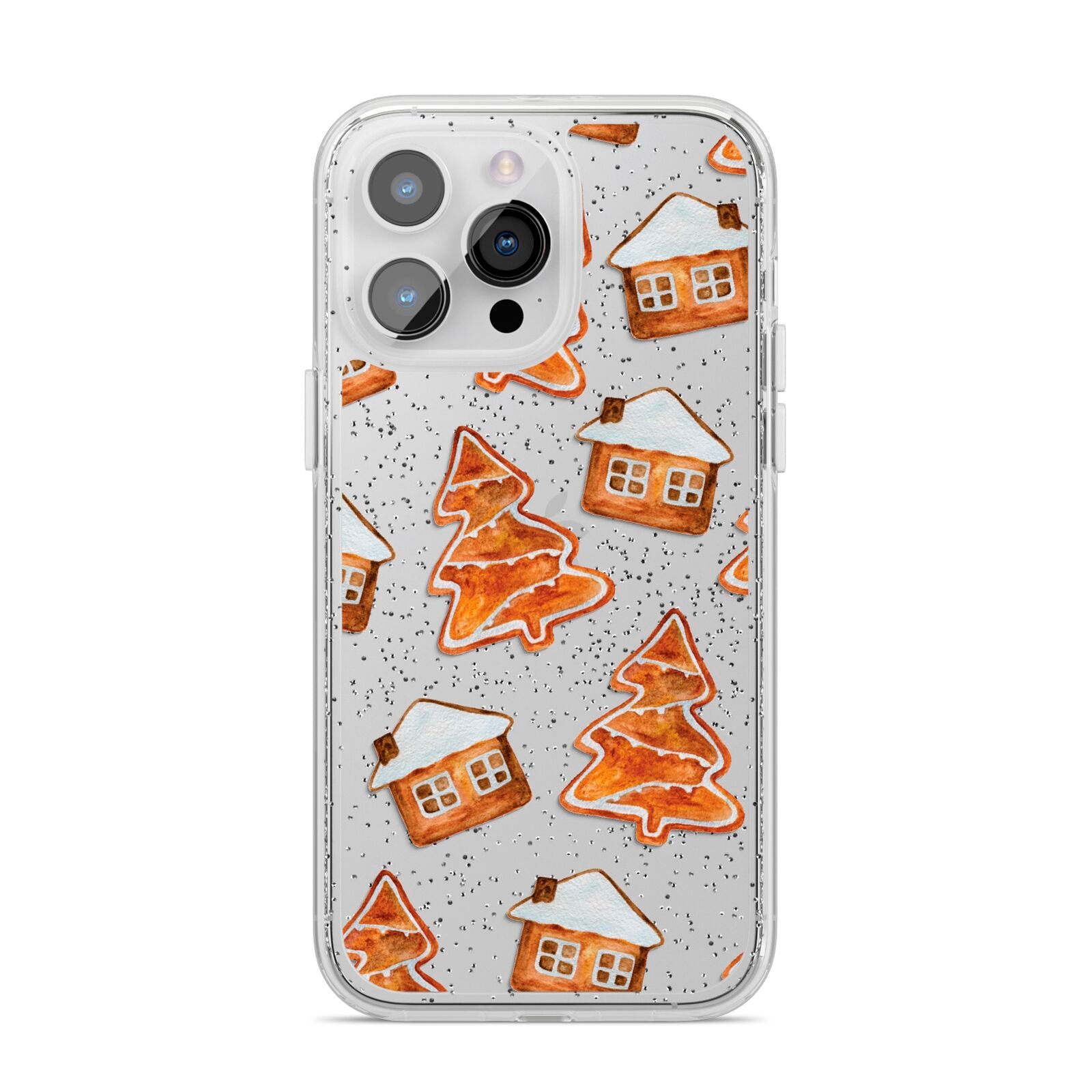 Gingerbread House Tree iPhone 14 Pro Max Glitter Tough Case Silver