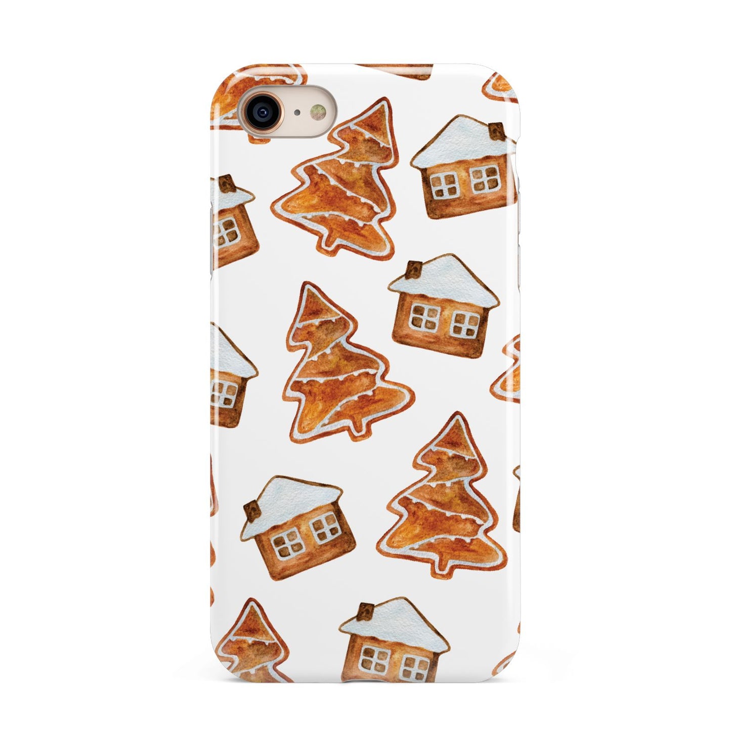 Gingerbread House Tree iPhone 8 3D Tough Case on Gold Phone