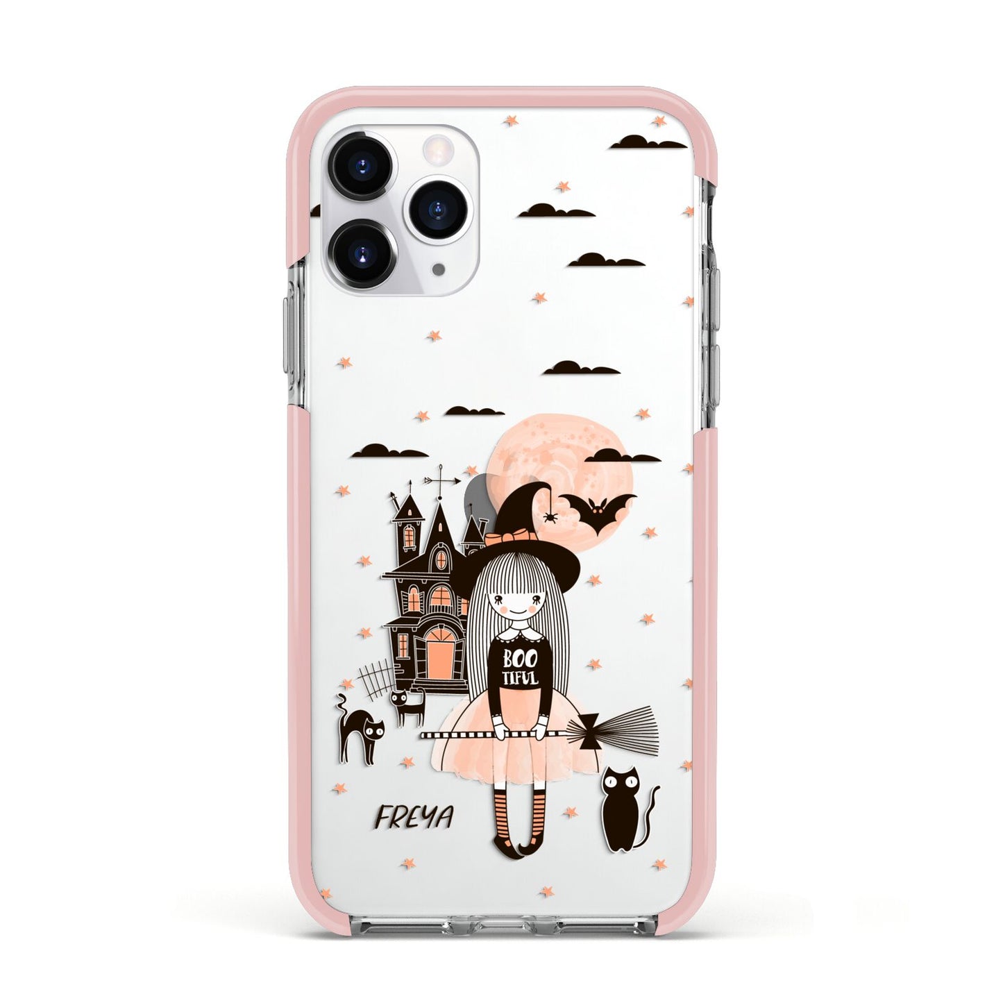 Girl Witch Apple iPhone 11 Pro in Silver with Pink Impact Case