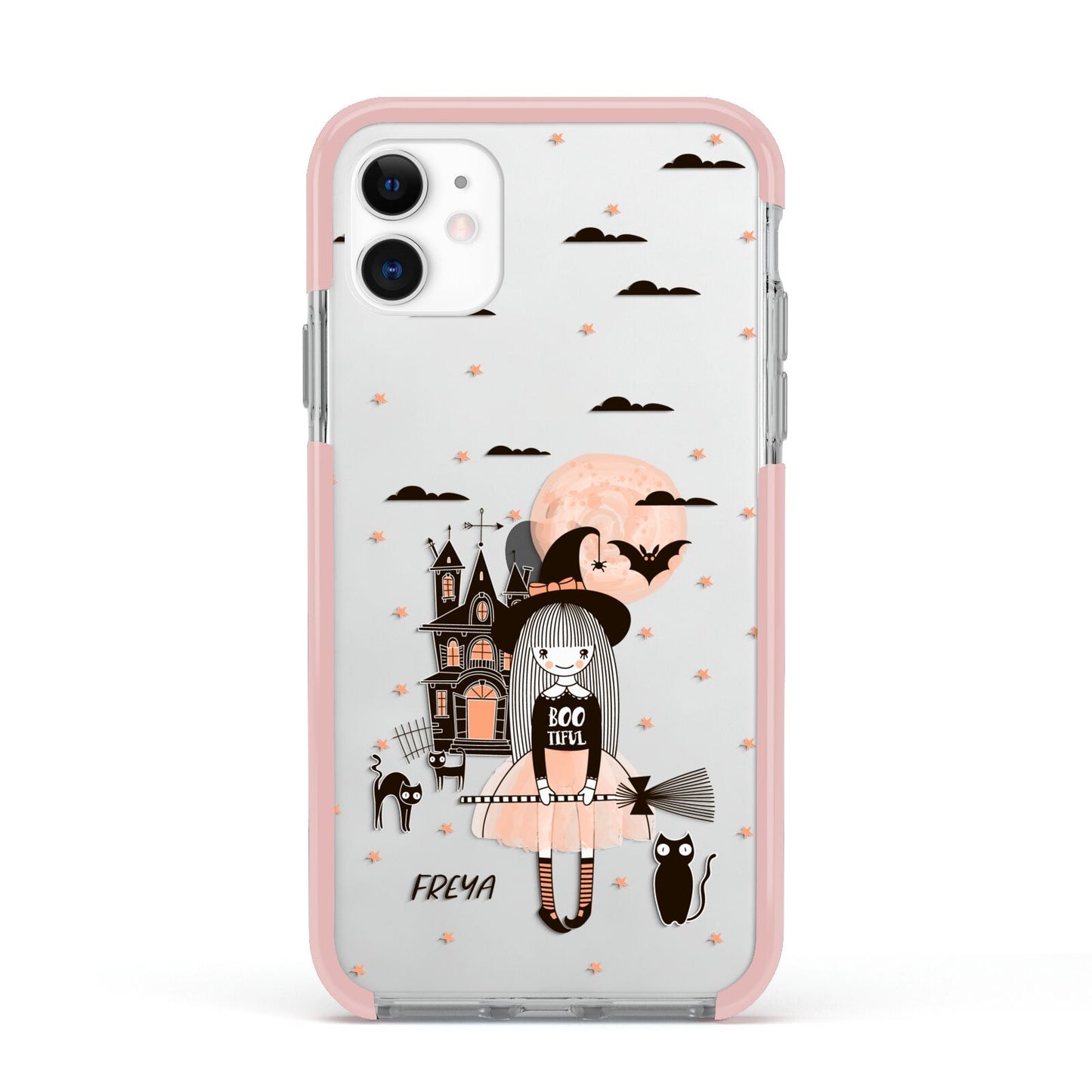 Girl Witch Apple iPhone 11 in White with Pink Impact Case