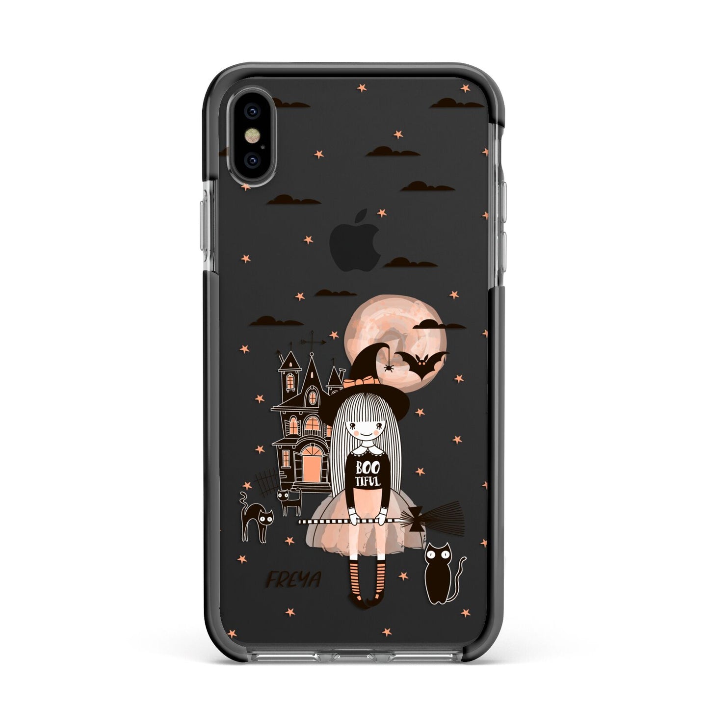 Girl Witch Apple iPhone Xs Max Impact Case Black Edge on Black Phone