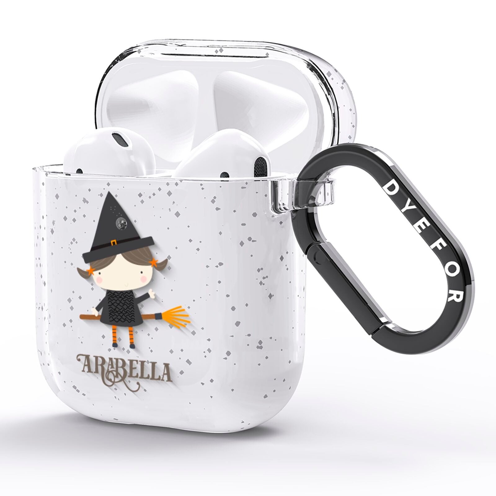 Girl Witch Personalised AirPods Glitter Case Side Image