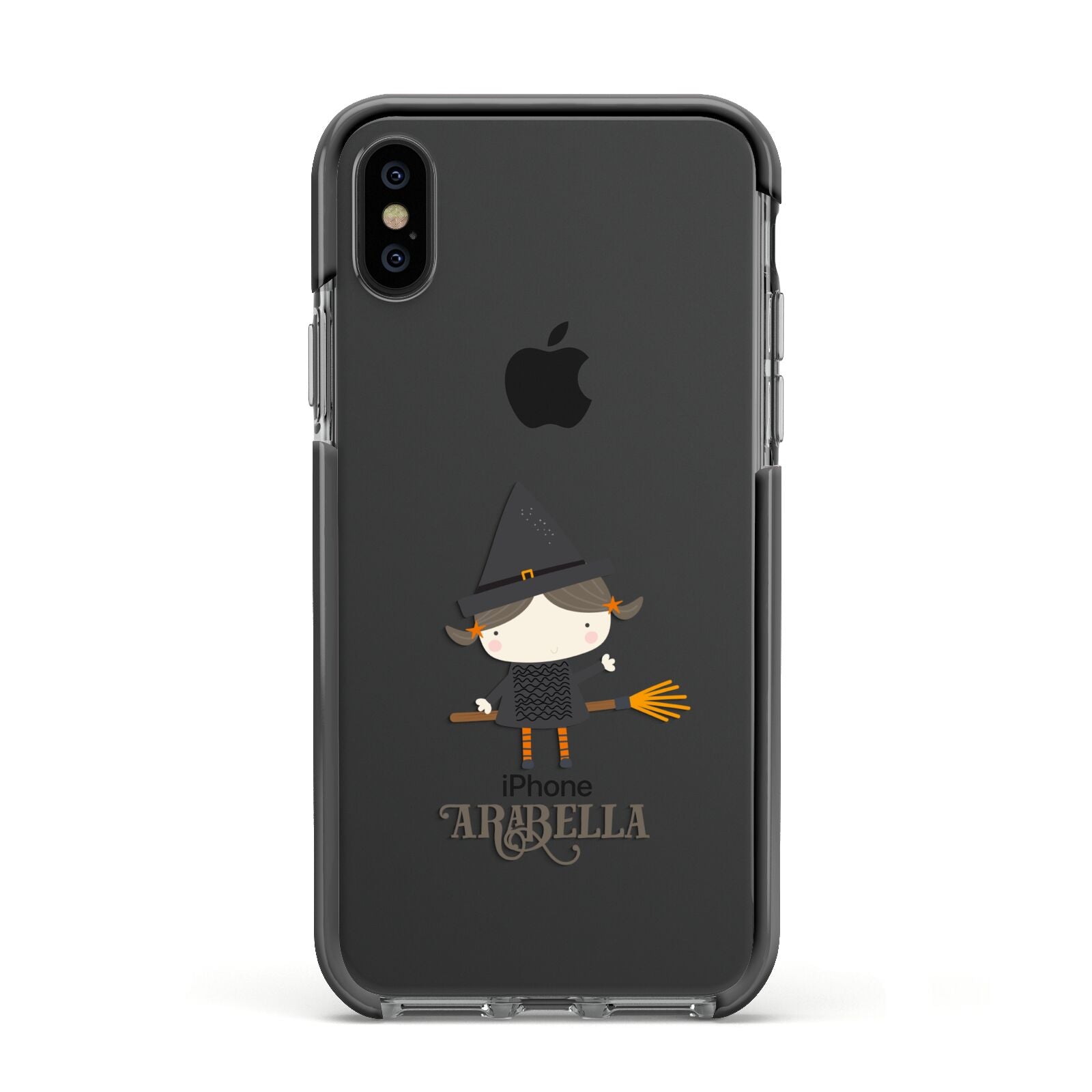 Girl Witch Personalised Apple iPhone Xs Impact Case Black Edge on Black Phone