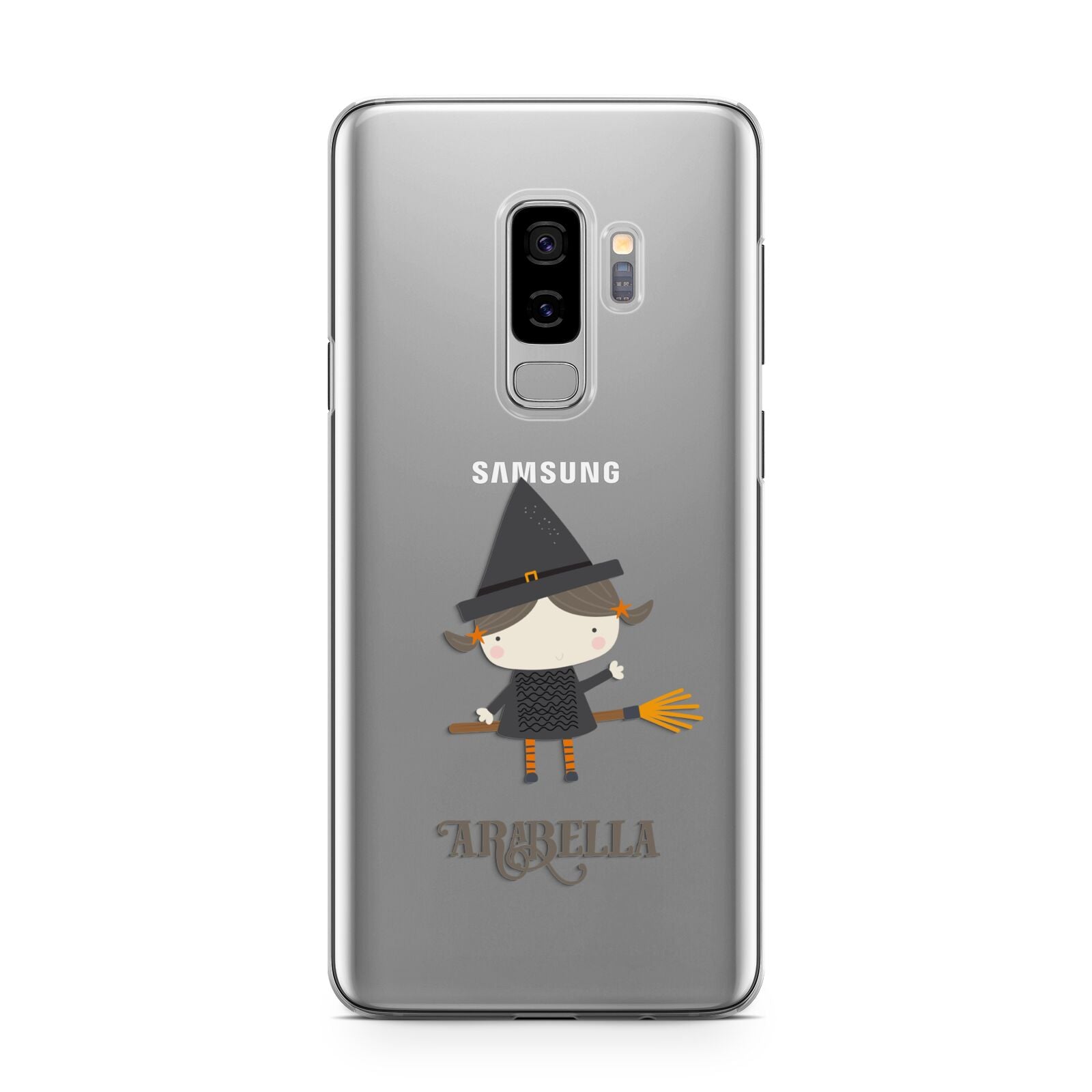 Girl Witch Personalised Samsung Galaxy S9 Plus Case on Silver phone