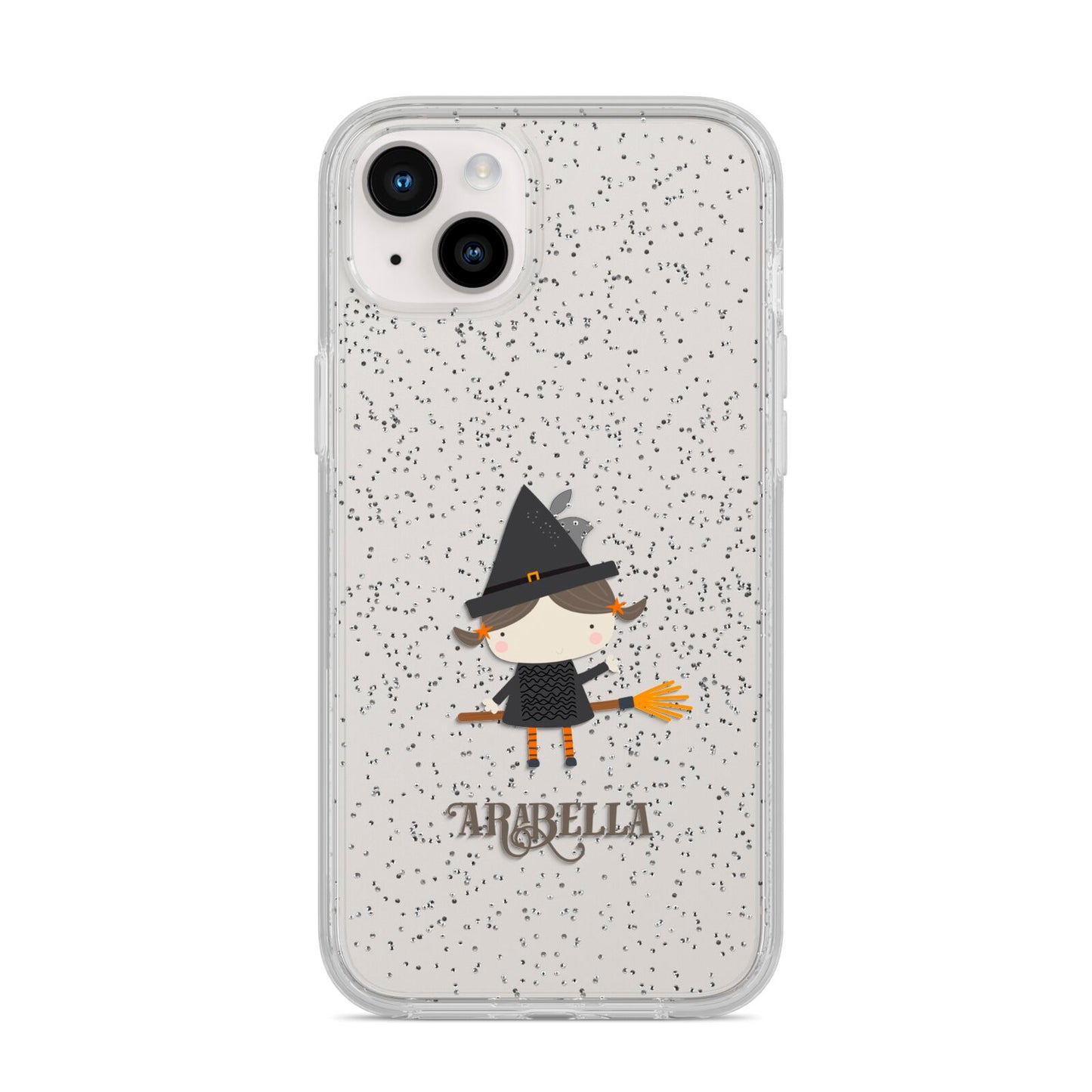 Girl Witch Personalised iPhone 14 Plus Glitter Tough Case Starlight