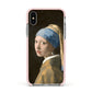 Girl With A Pearl Earring By Johannes Vermeer Apple iPhone Xs Impact Case Pink Edge on Silver Phone